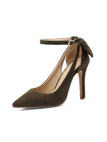 Earthy Elegance Olive Pointed Toe with Stiletto Heel Sandals for Women