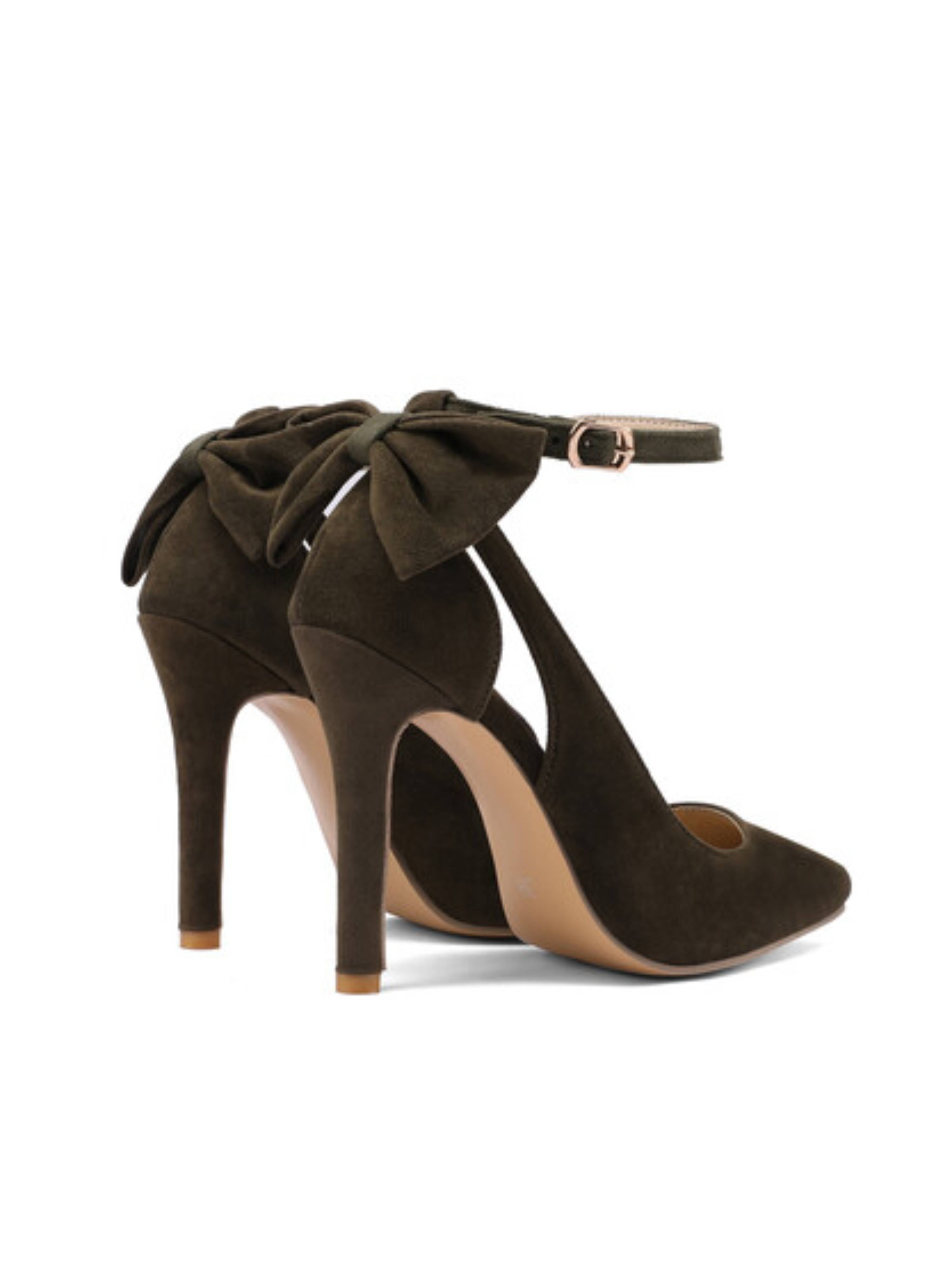 Earthy Elegance Olive Pointed Toe with Stiletto Heel Sandals for Women