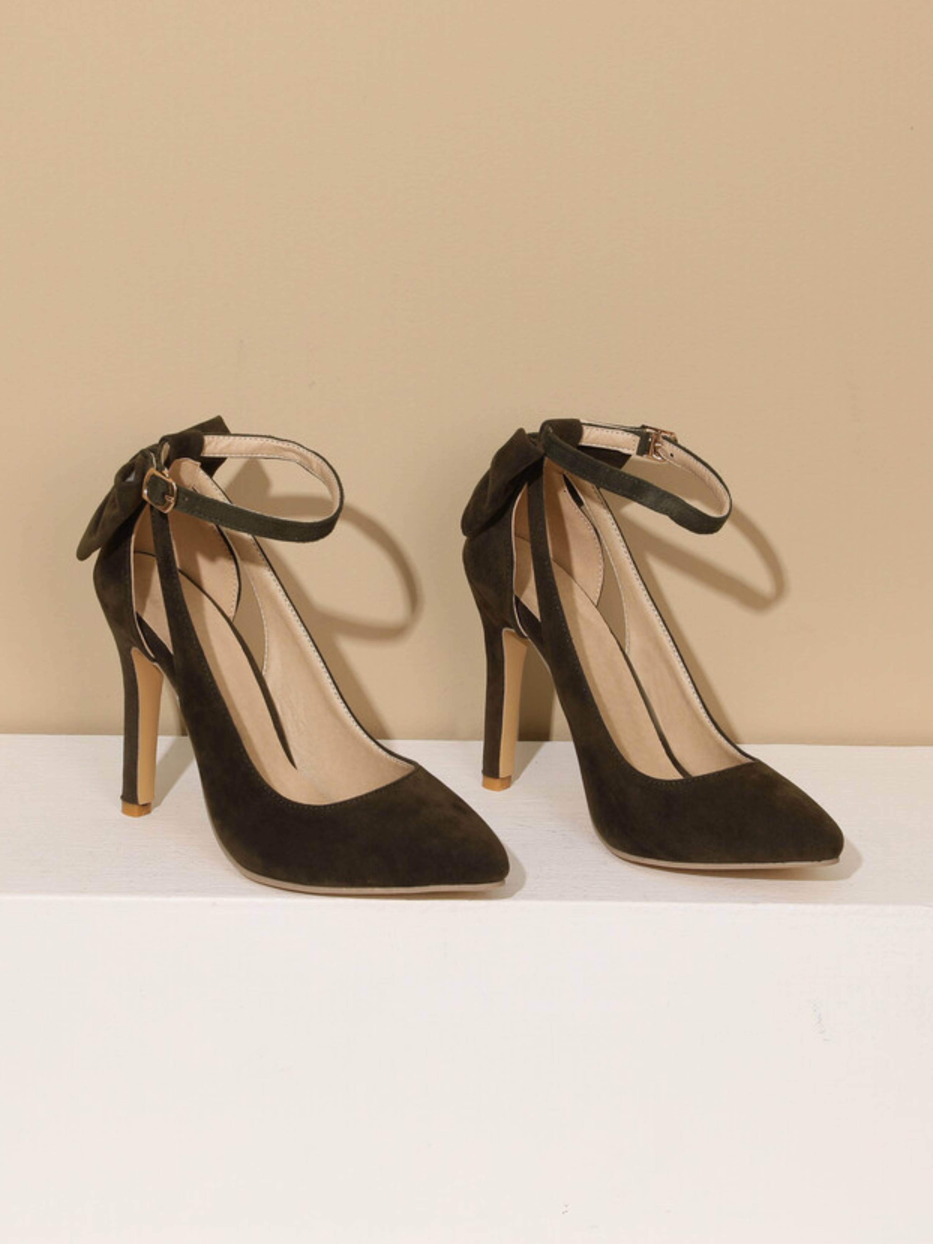 Earthy Elegance Olive Pointed Toe with Stiletto Heel Sandals for Women