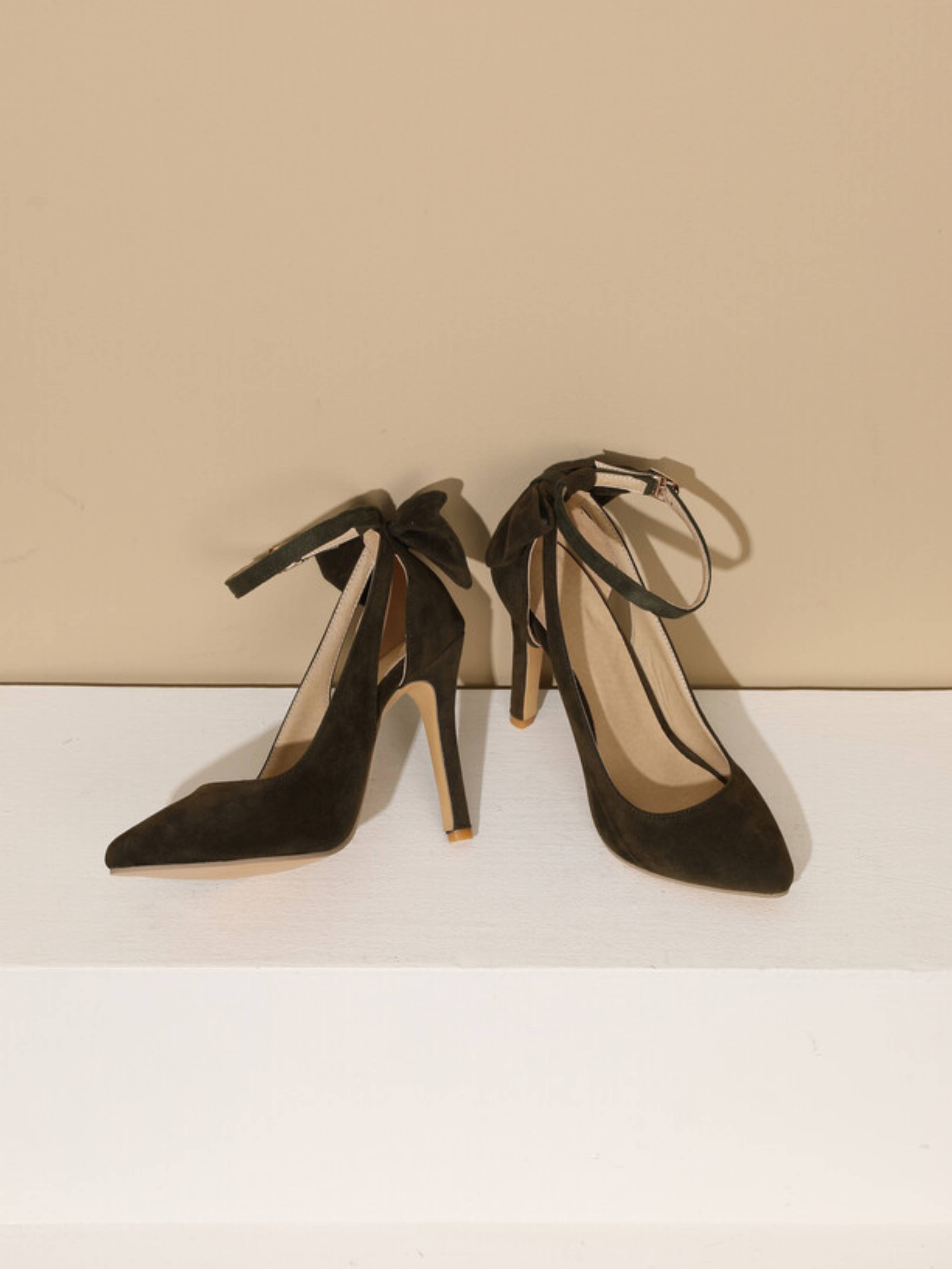 Earthy Elegance Olive Pointed Toe with Stiletto Heel Sandals for Women