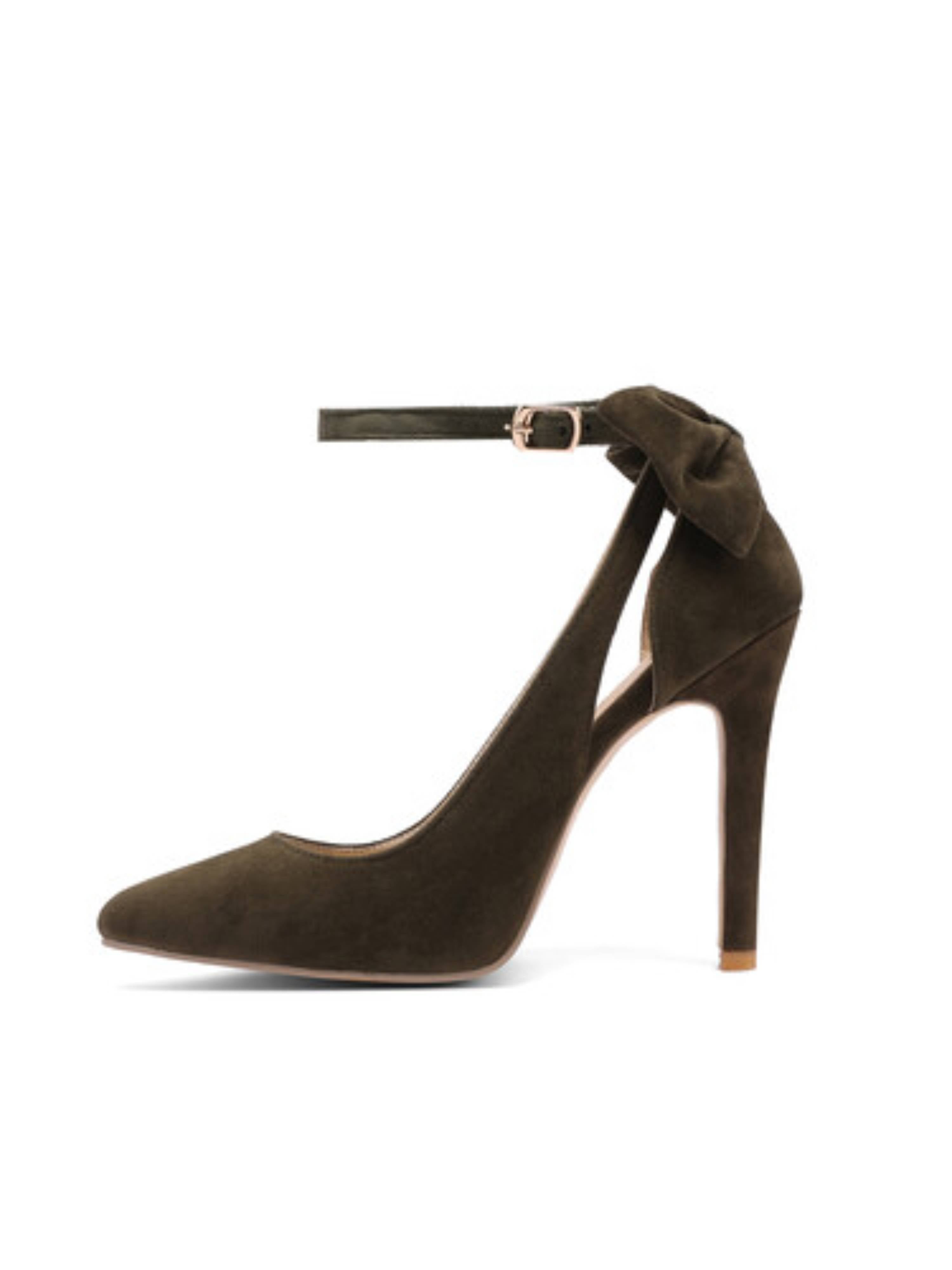Earthy Elegance Olive Pointed Toe with Stiletto Heel Sandals for Women