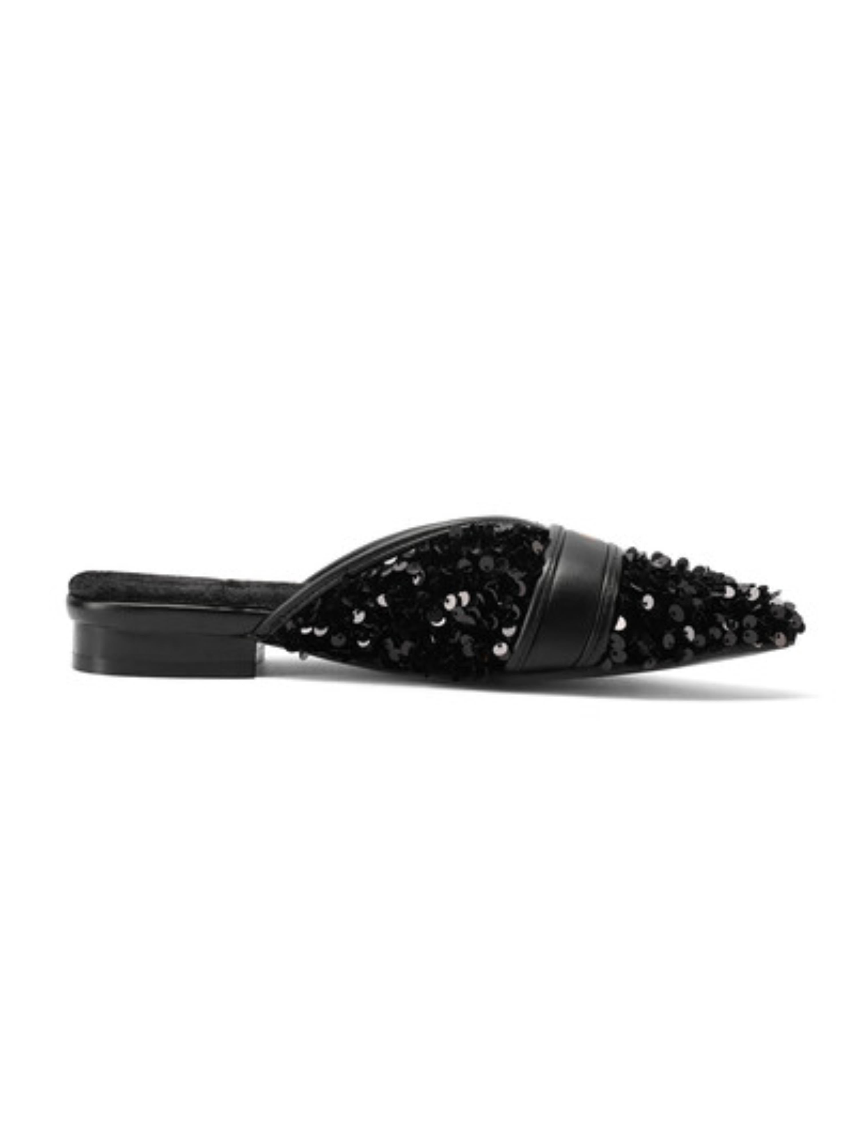 Midnight Sparkle Sequin Mules Black Sandals for Women