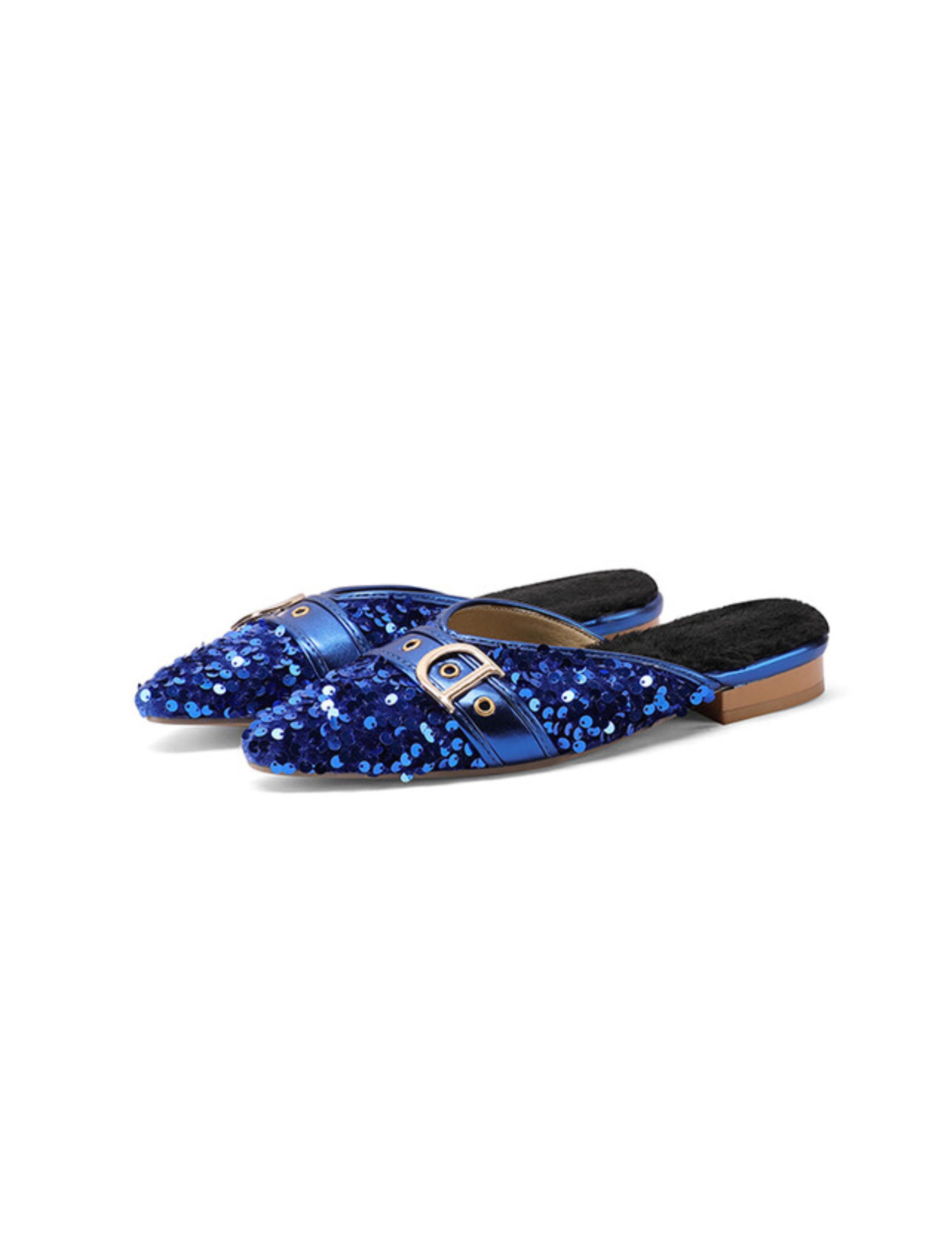 Ocean Glow Buckle Slip-On Flats Women Blue Sandals