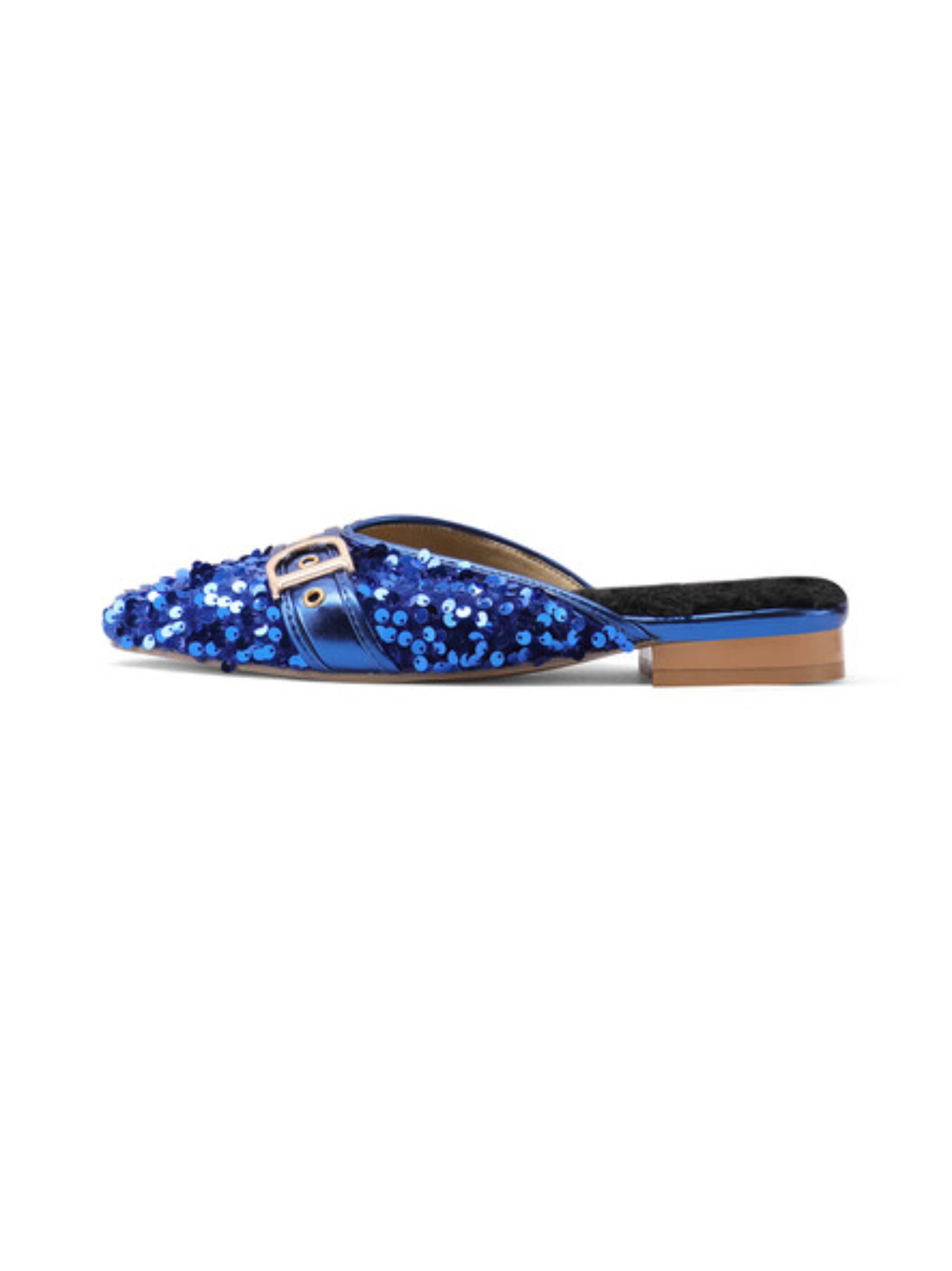 Ocean Glow Buckle Slip-On Flats Women Blue Sandals