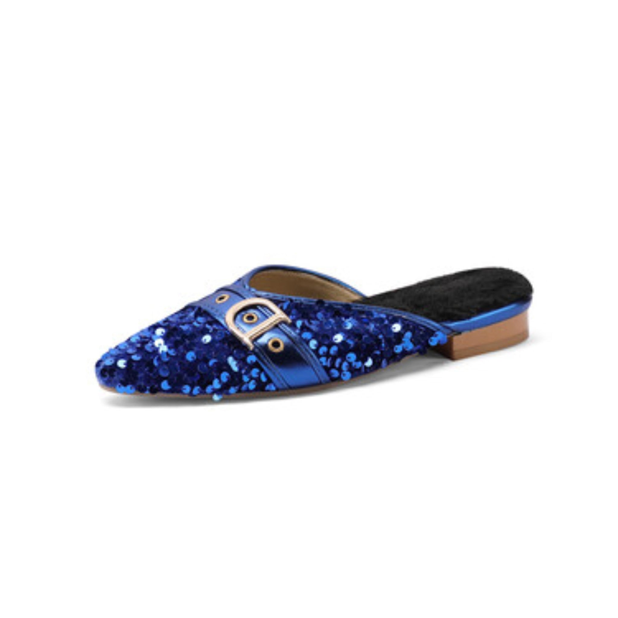 Ocean Glow Buckle Slip-On Flats Women Blue Sandals