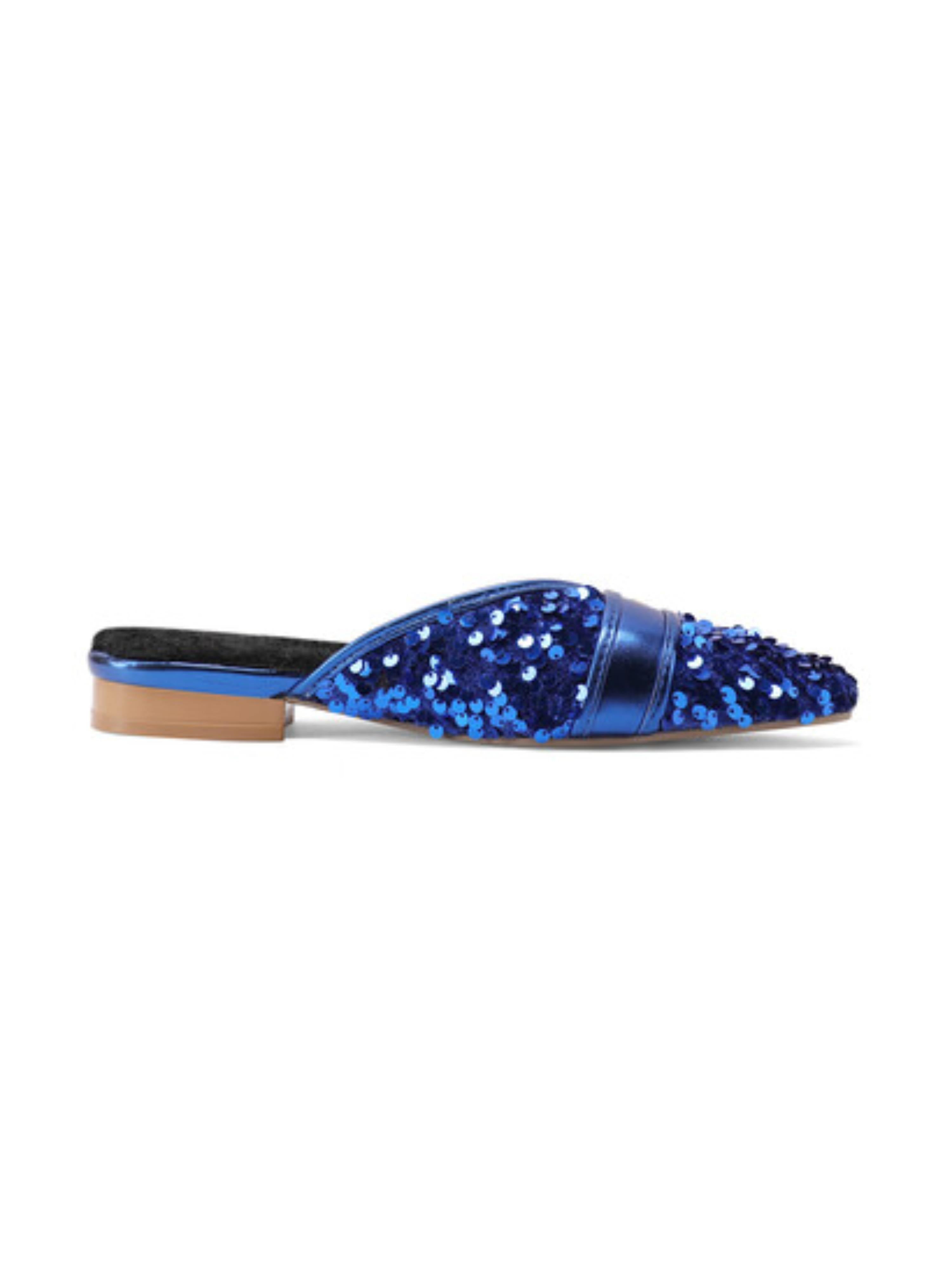 Ocean Glow Buckle Slip-On Flats Women Blue Sandals