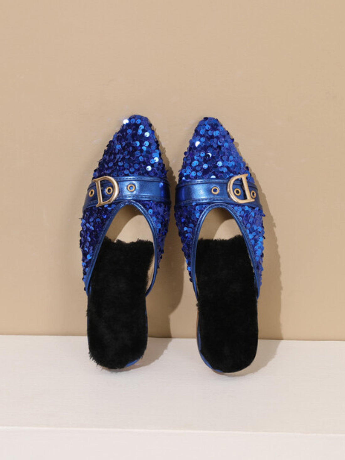 Ocean Glow Buckle Slip-On Flats Women Blue Sandals