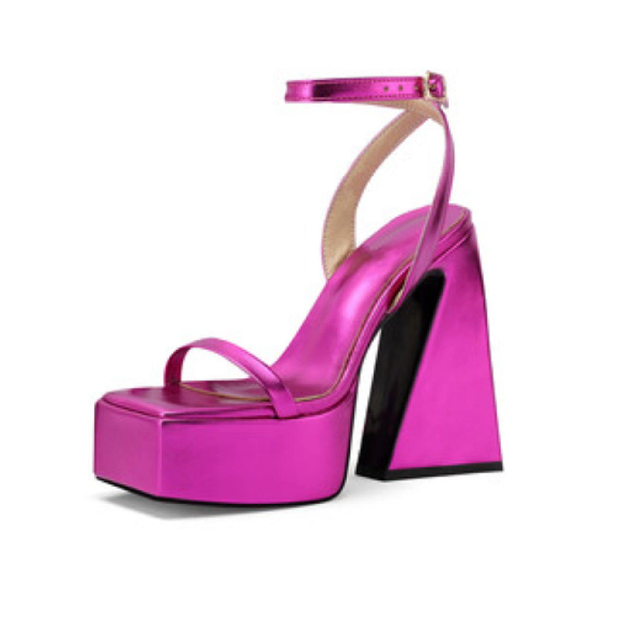 Lavender Luxe Strappy Square Toe Platforms Woman Sandals