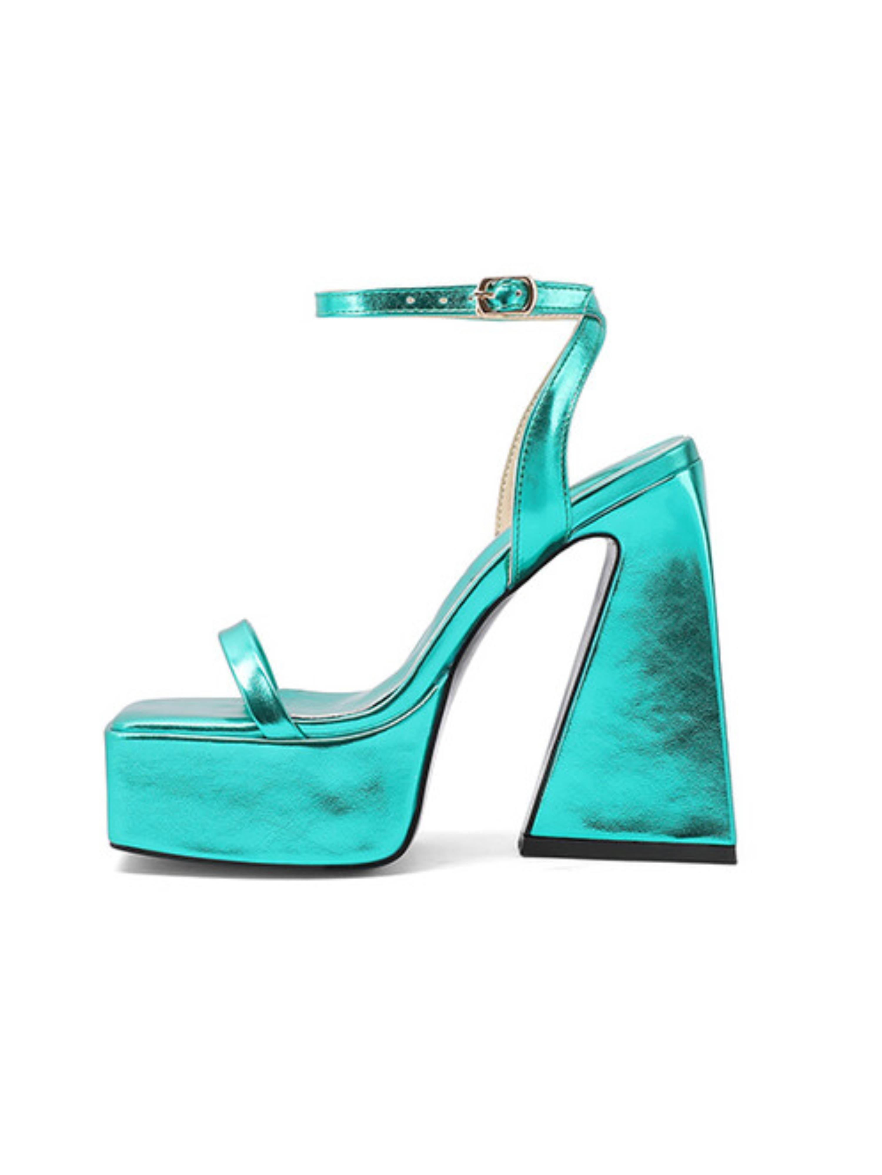 Emerlad Mirror Leather Finish Platform Heel Sandals for Women