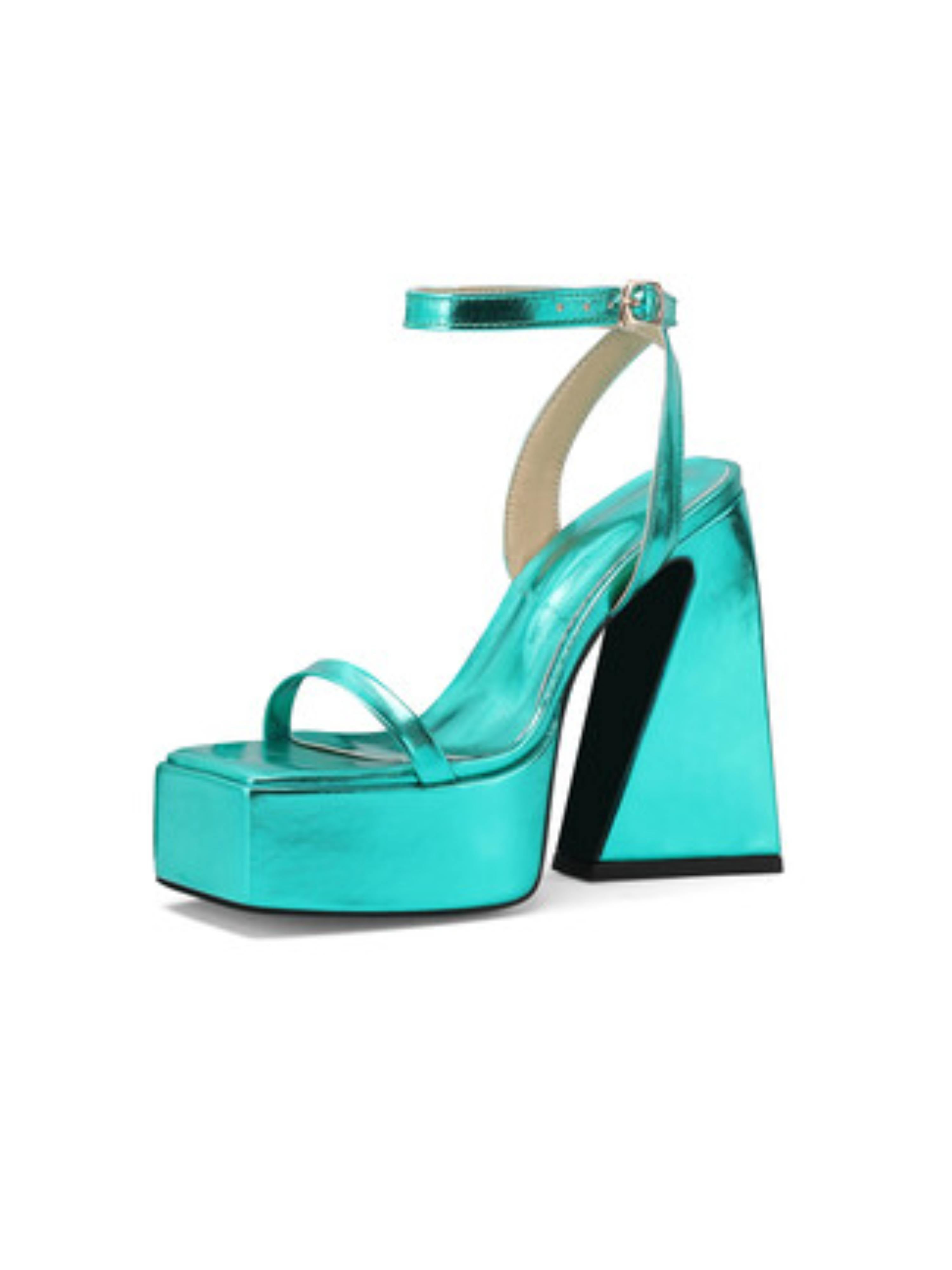 Emerlad Mirror Leather Finish Platform Heel Sandals for Women