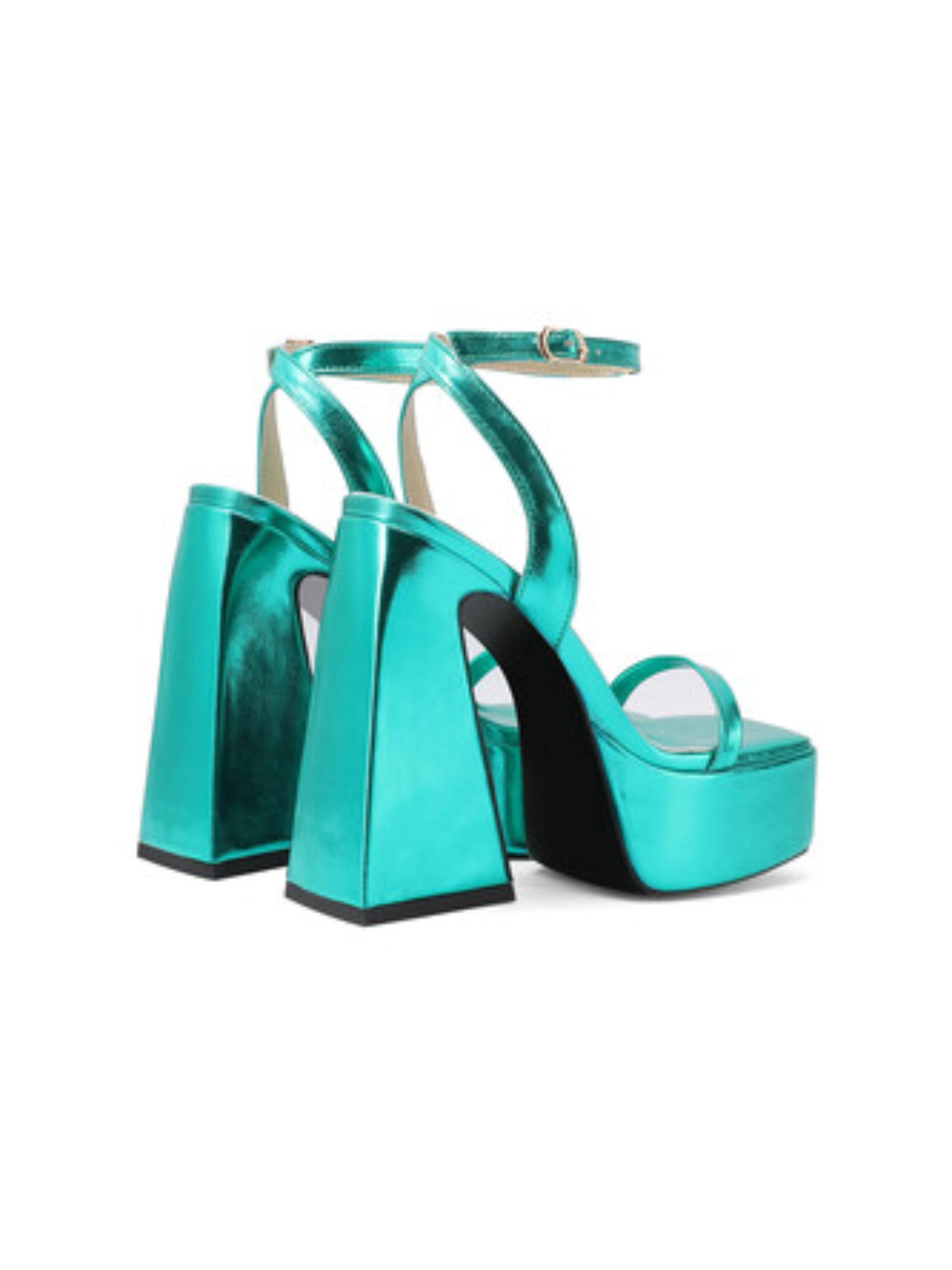Emerlad Mirror Leather Finish Platform Heel Sandals for Women