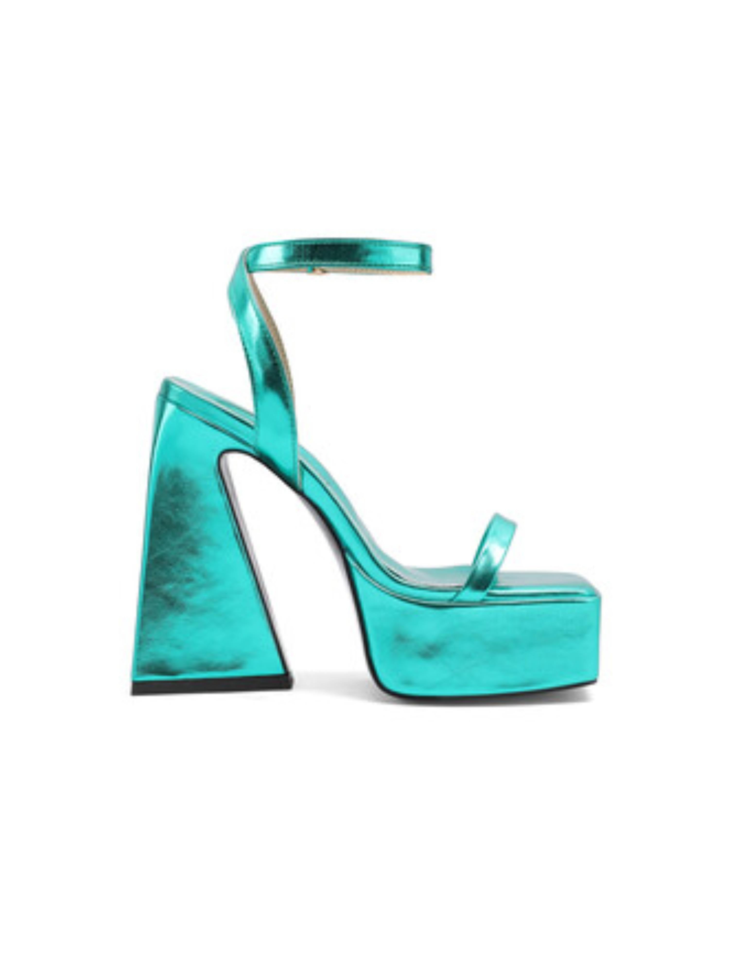 Emerlad Mirror Leather Finish Platform Heel Sandals for Women