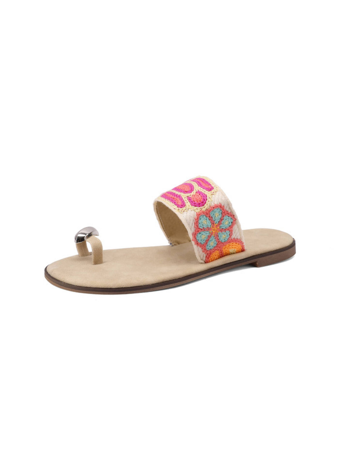 Handmade Charm Crochet Toe-Loop Pink Sandals for Women