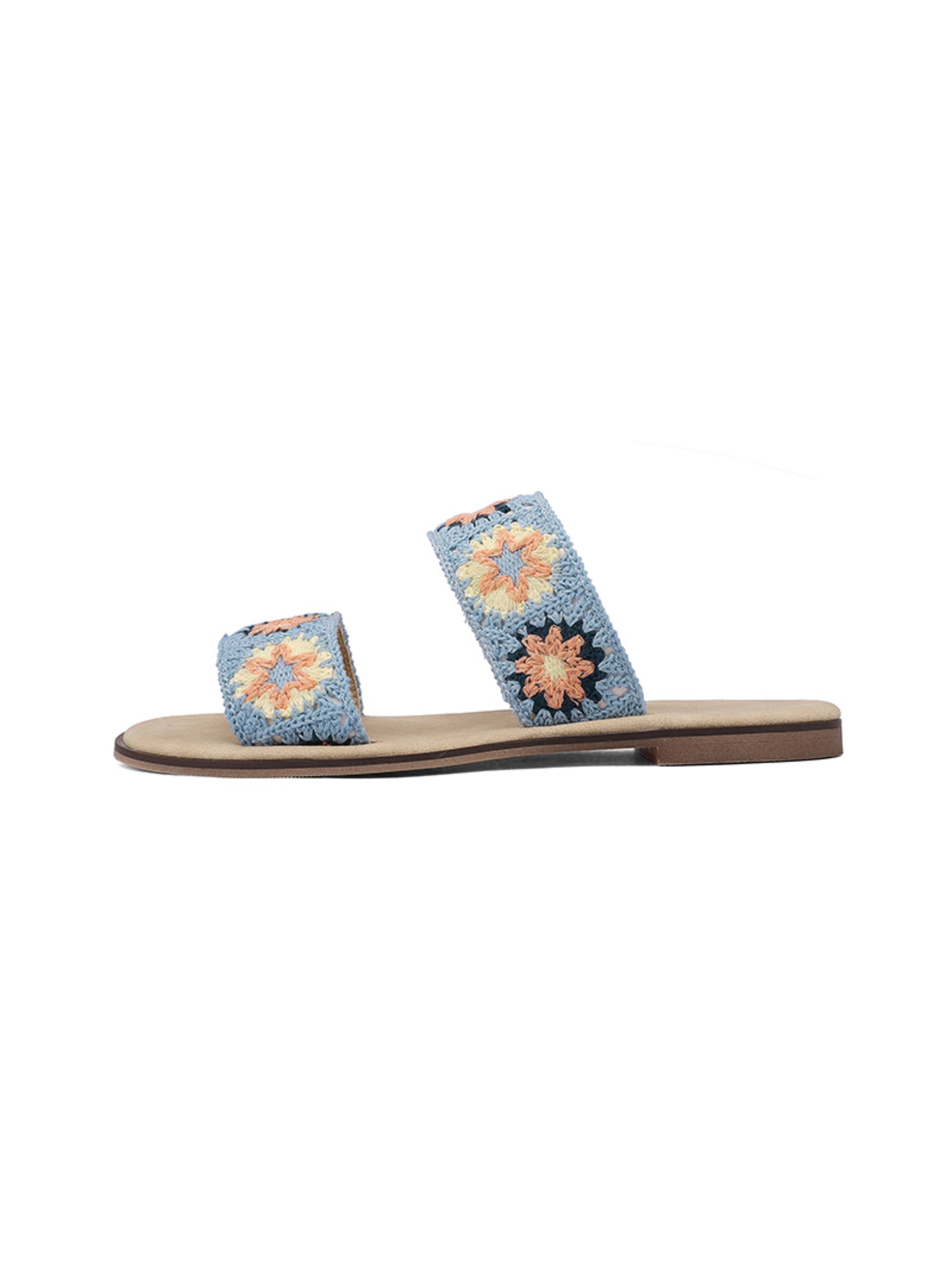 Crochet Double Strap Flats Summer Sandals for Women