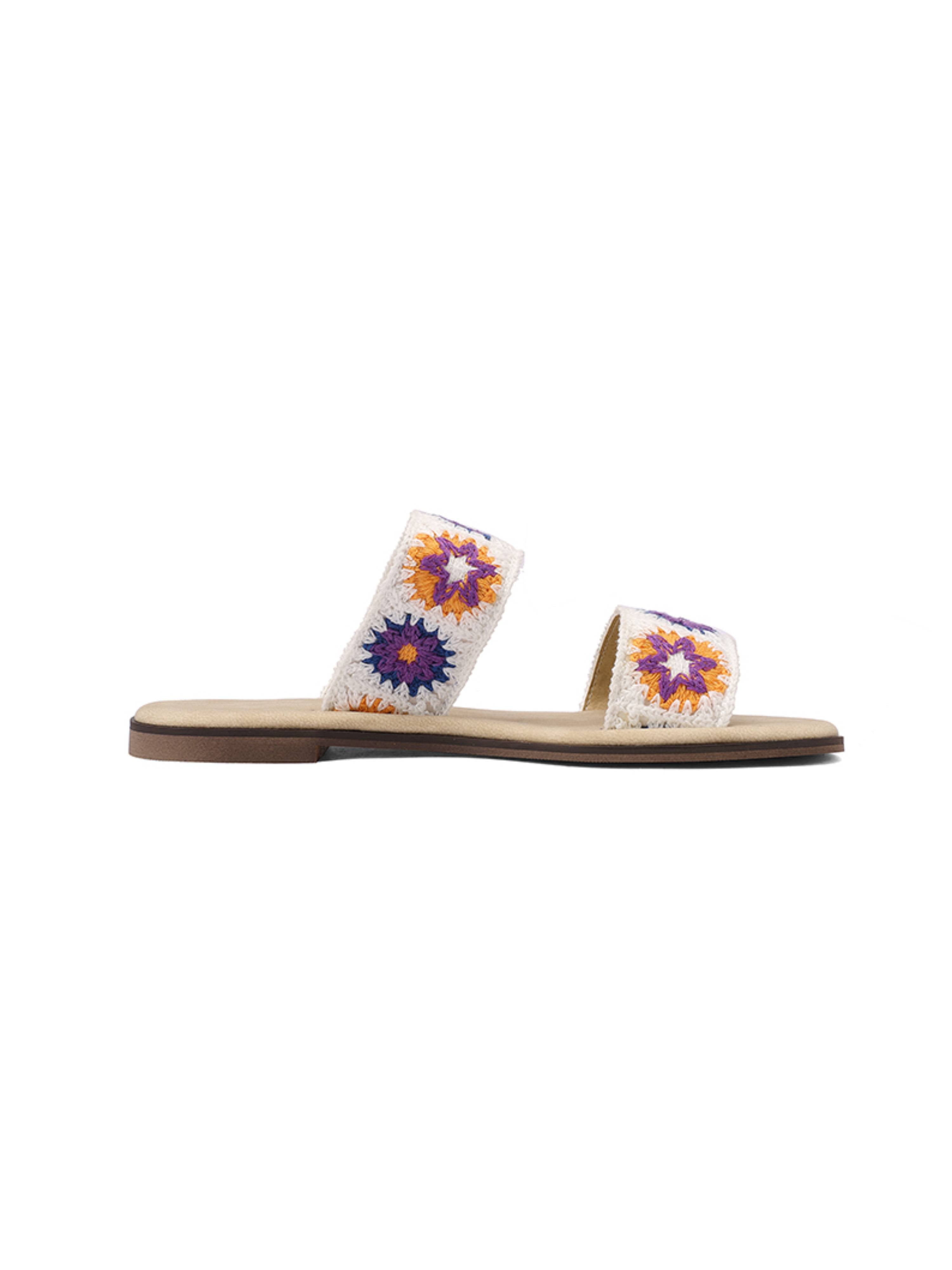 Purple Blossom Double Strap Sandals for Women