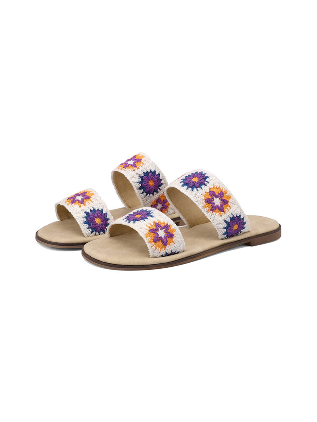Purple Blossom Double Strap Sandals for Women