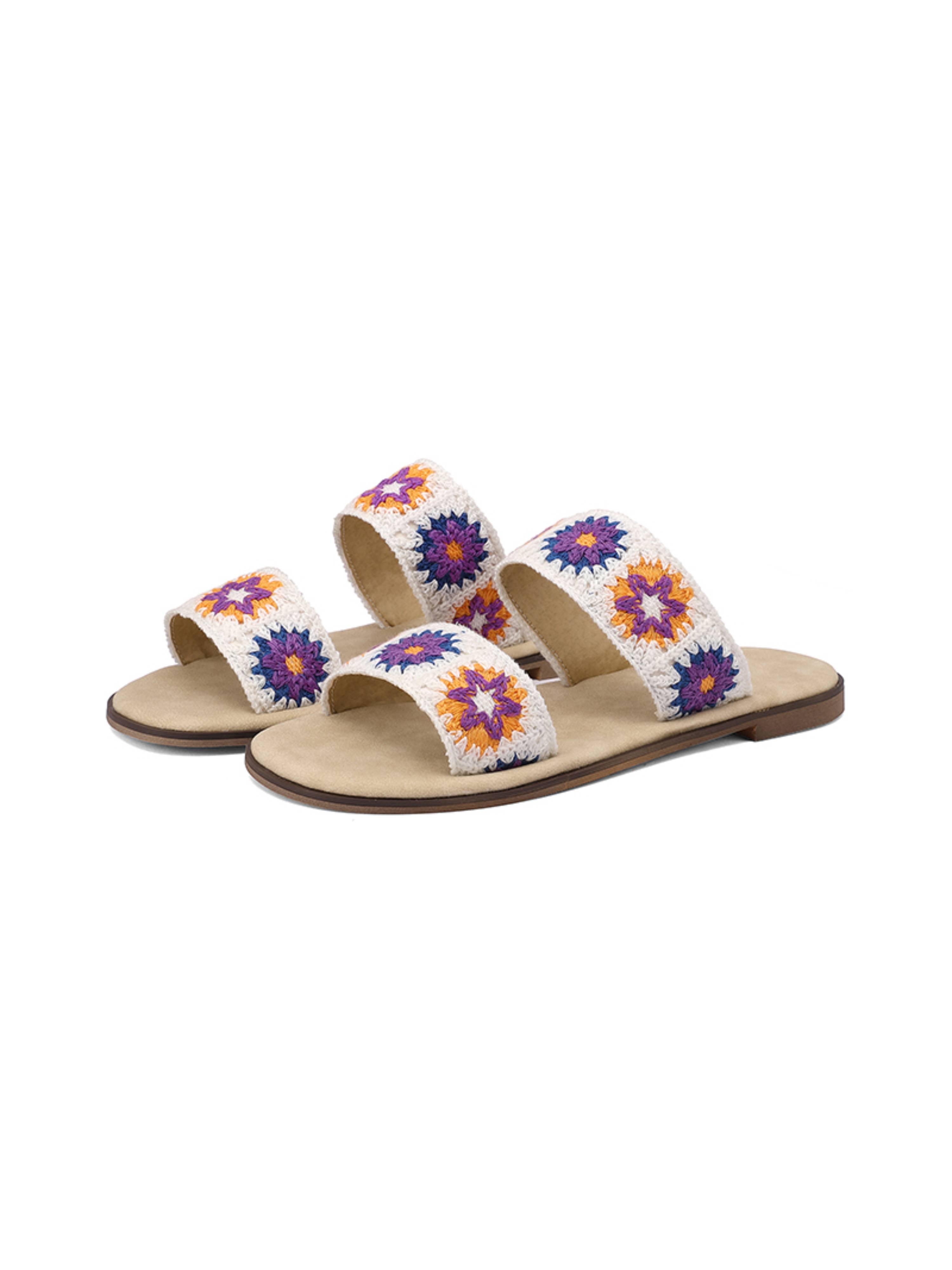 Purple Blossom Double Strap Sandals for Women