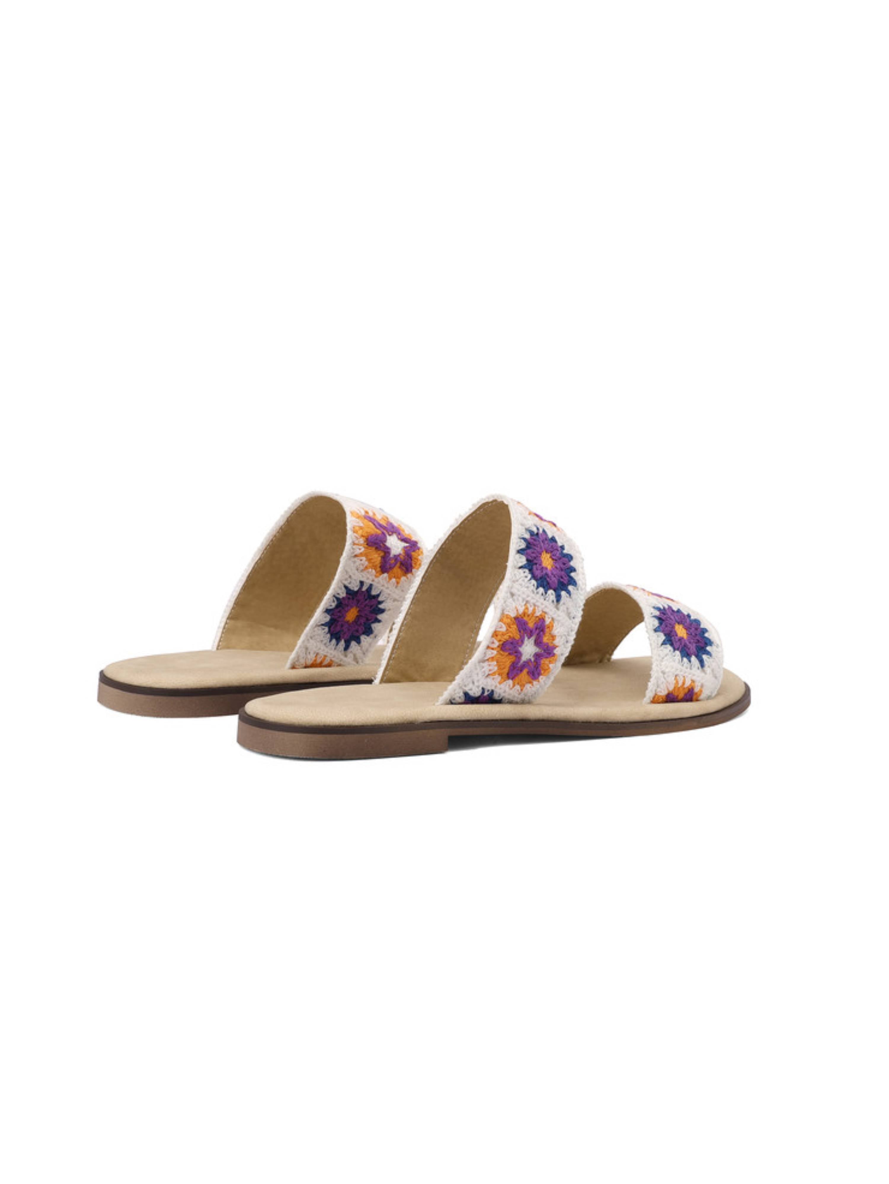 Purple Blossom Double Strap Sandals for Women