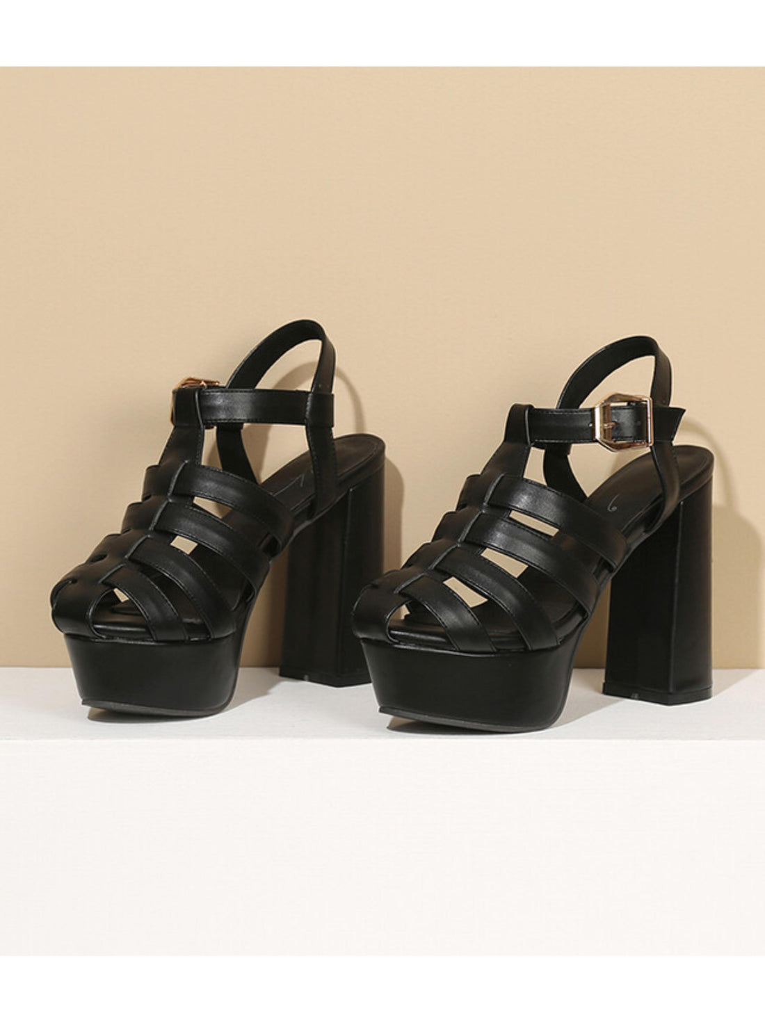 Classic Black Cage Women's Platform Sandals