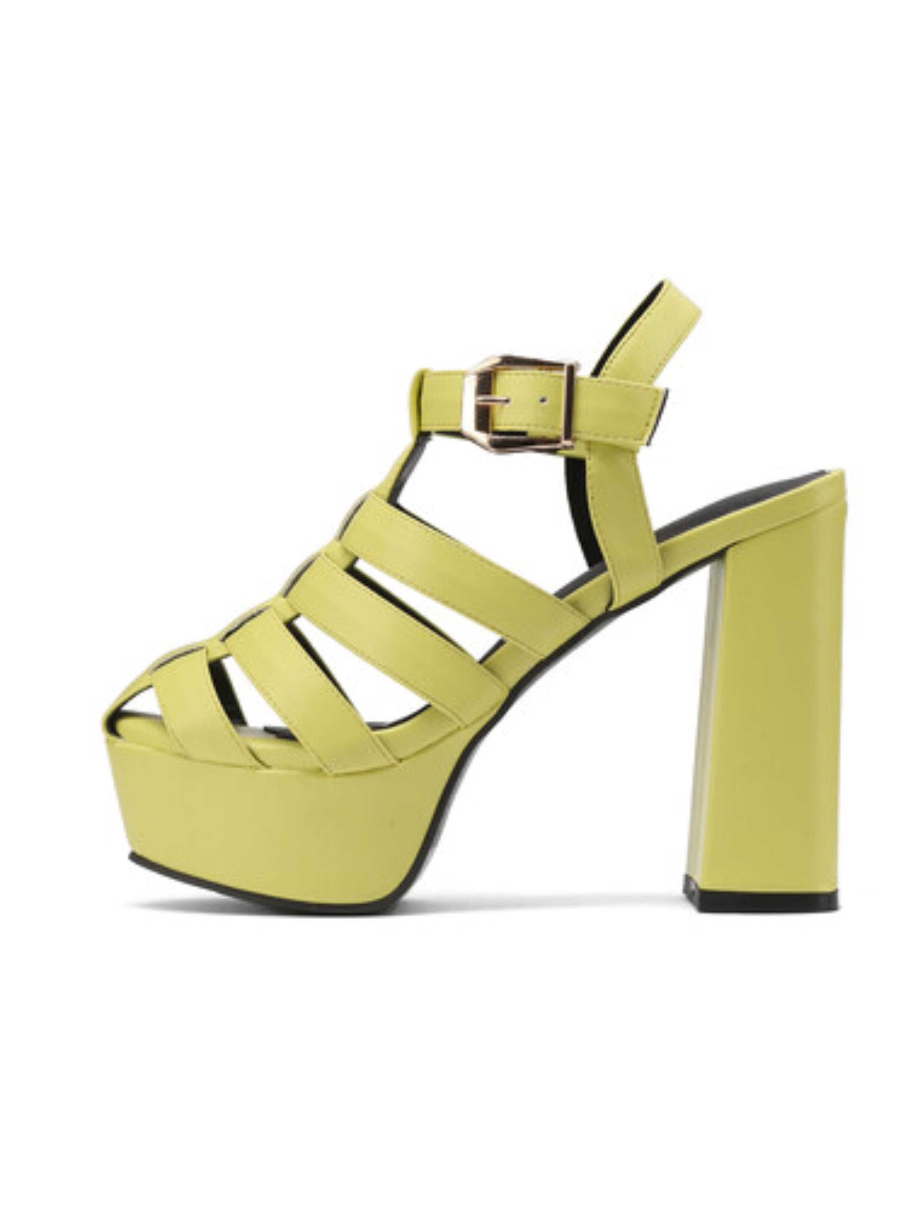 Forest Glow Strappy Chunky Platform Sandals for Women