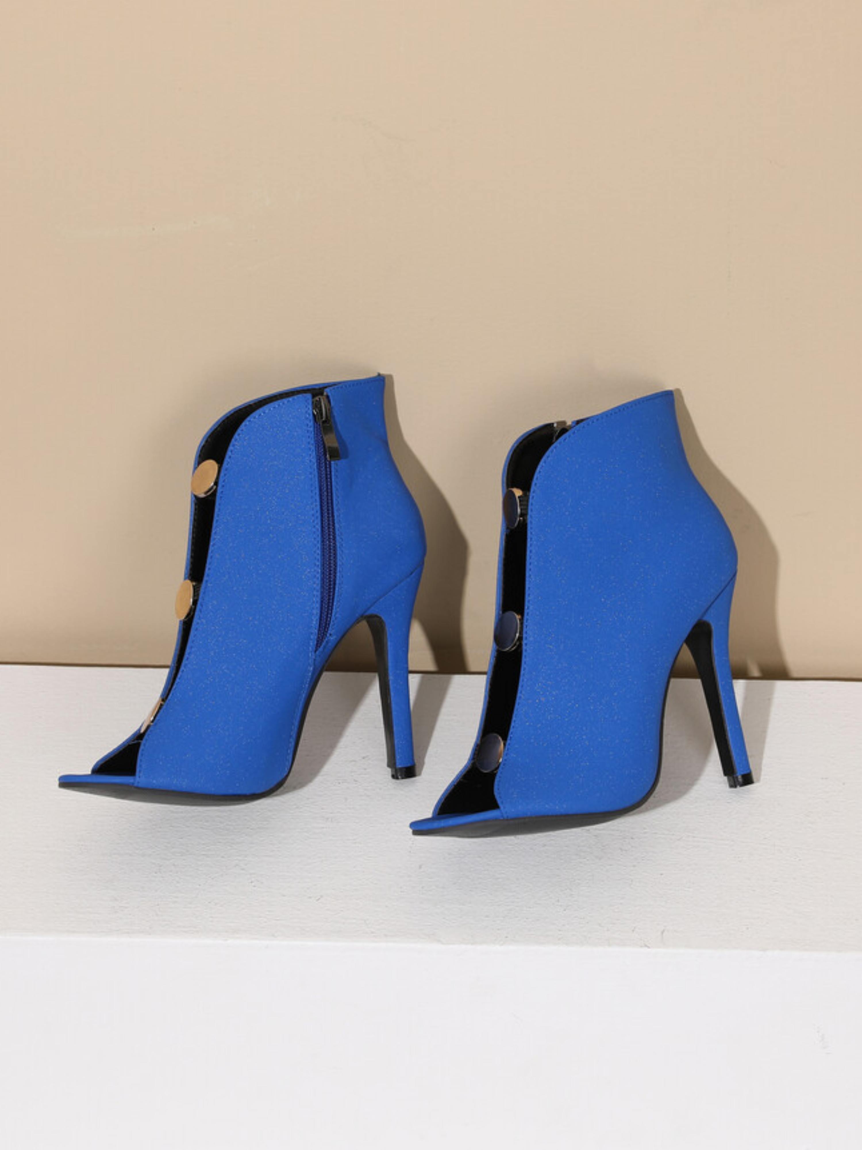 Chic Sapphire Stiletto Booties Blue Sandals for Women