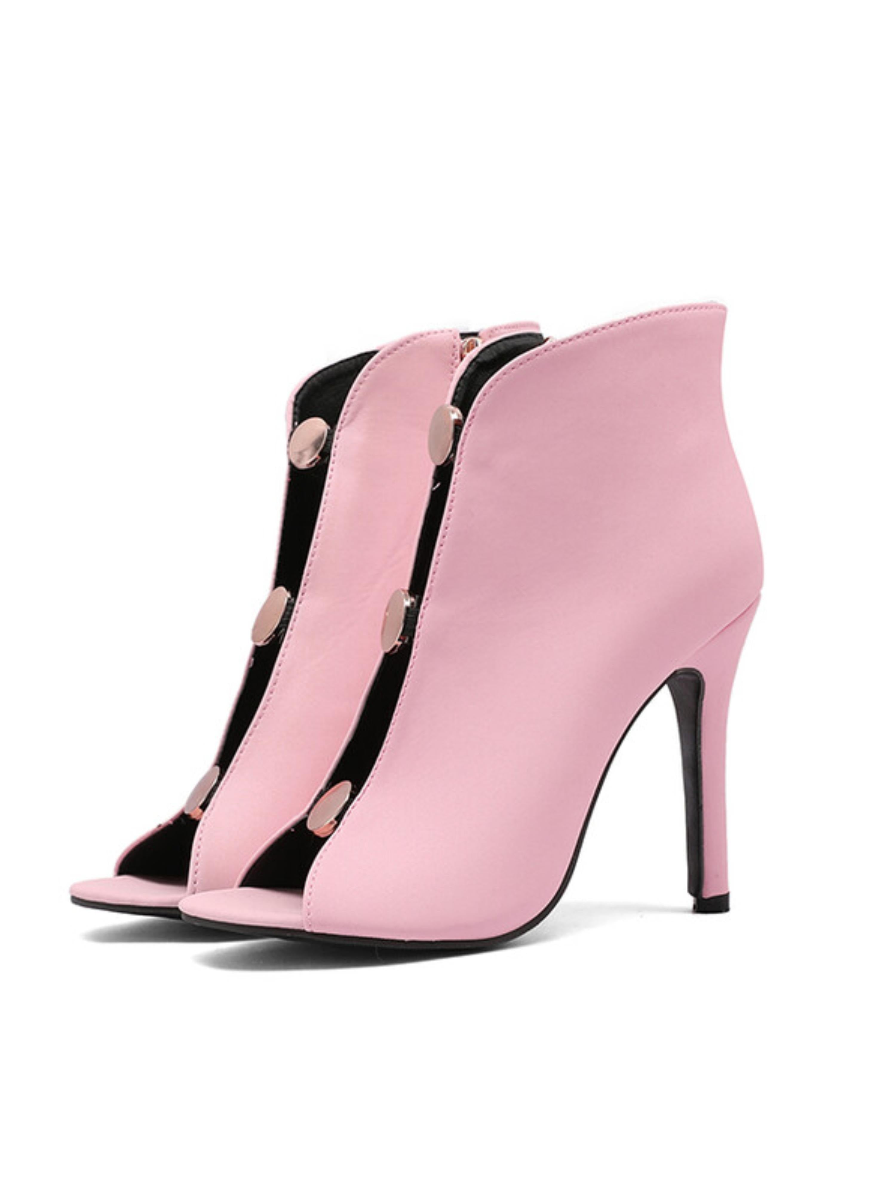 Chic Blush Pink Stiletto Booties Heel Sandals for Women