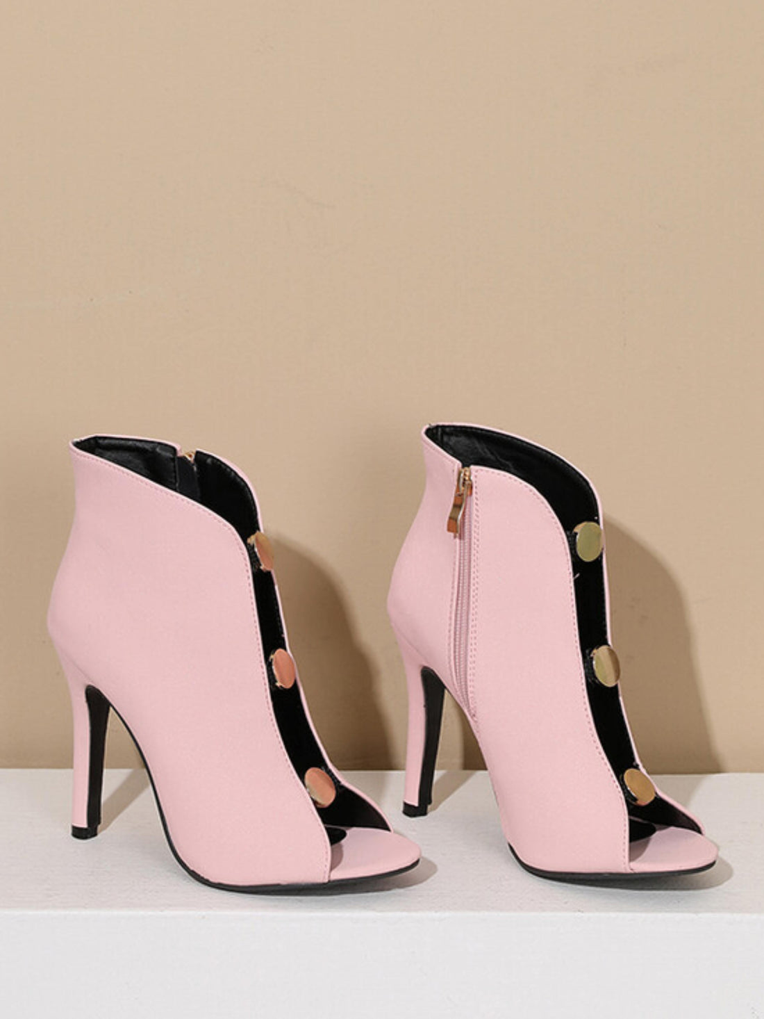 Chic Blush Pink Stiletto Booties Heel Sandals for Women