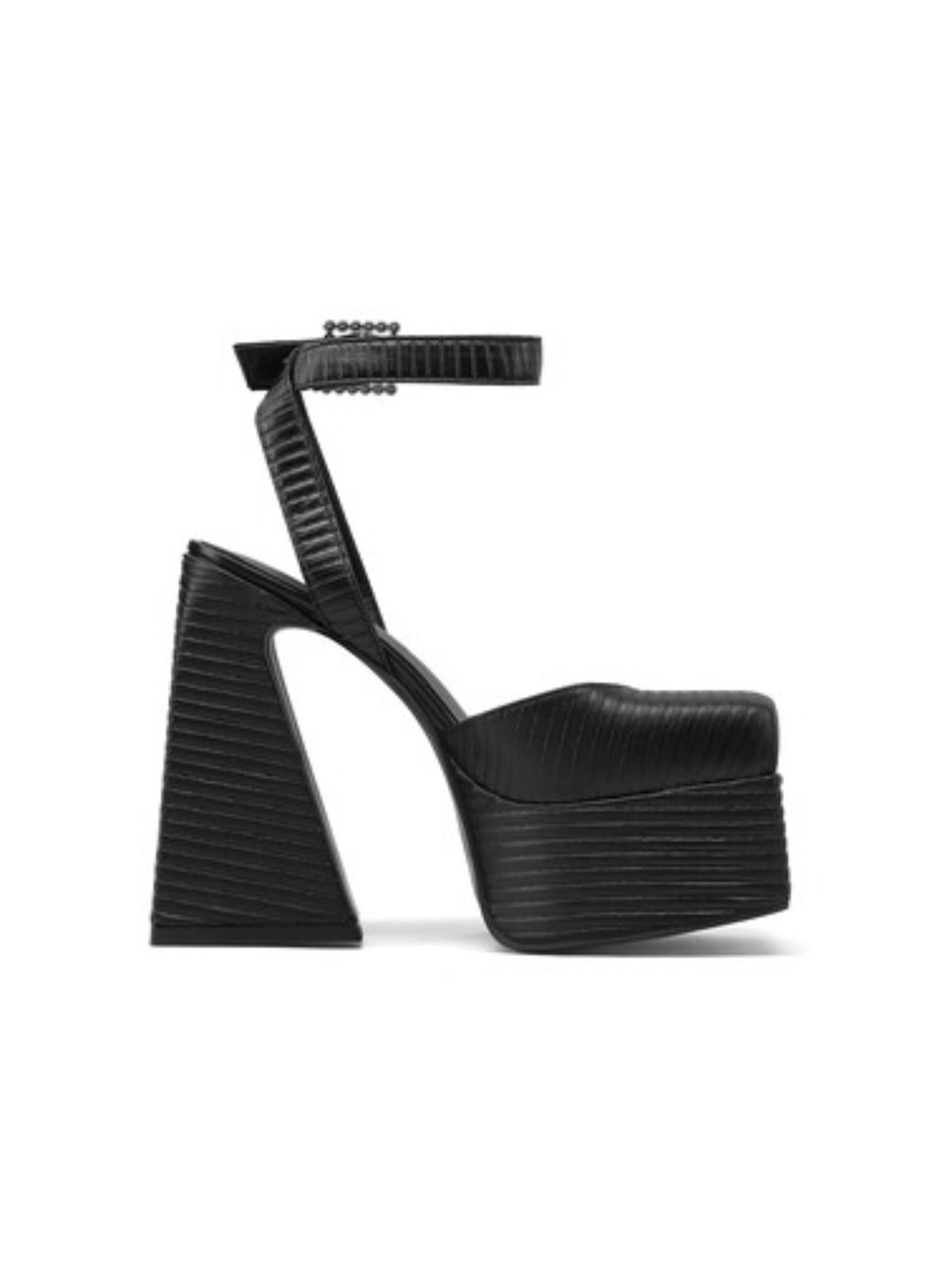 Sky High Elegance Black High Block Platform Heel Women Sandals