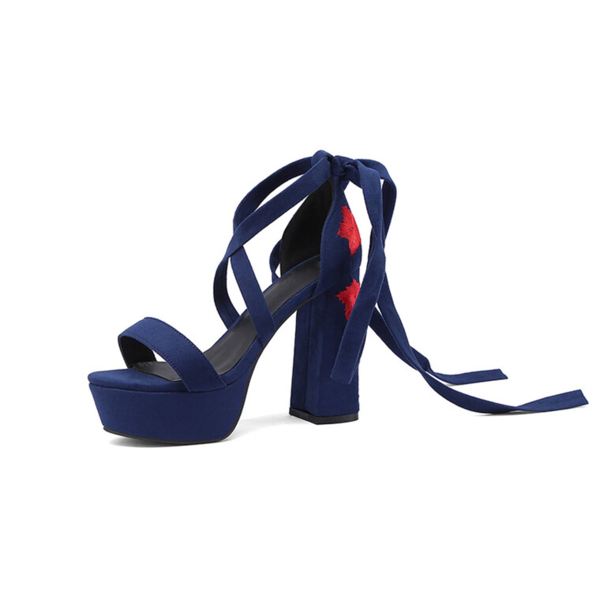 Crisscross Ankle Straps Navy Sandals for Women