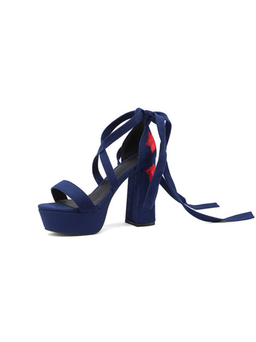 Crisscross Ankle Straps Navy Sandals for Women