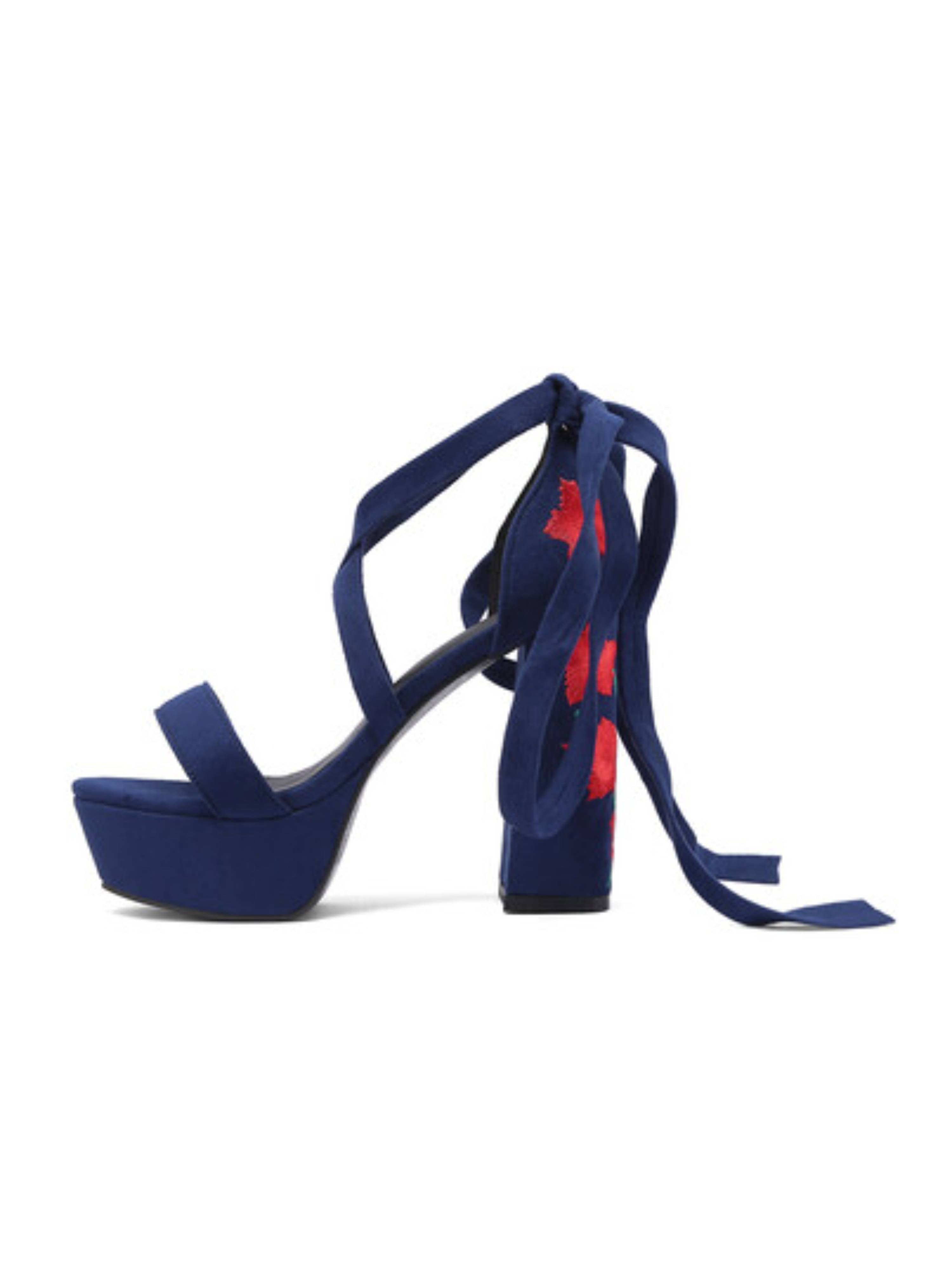 Crisscross Ankle Straps Navy Sandals for Women