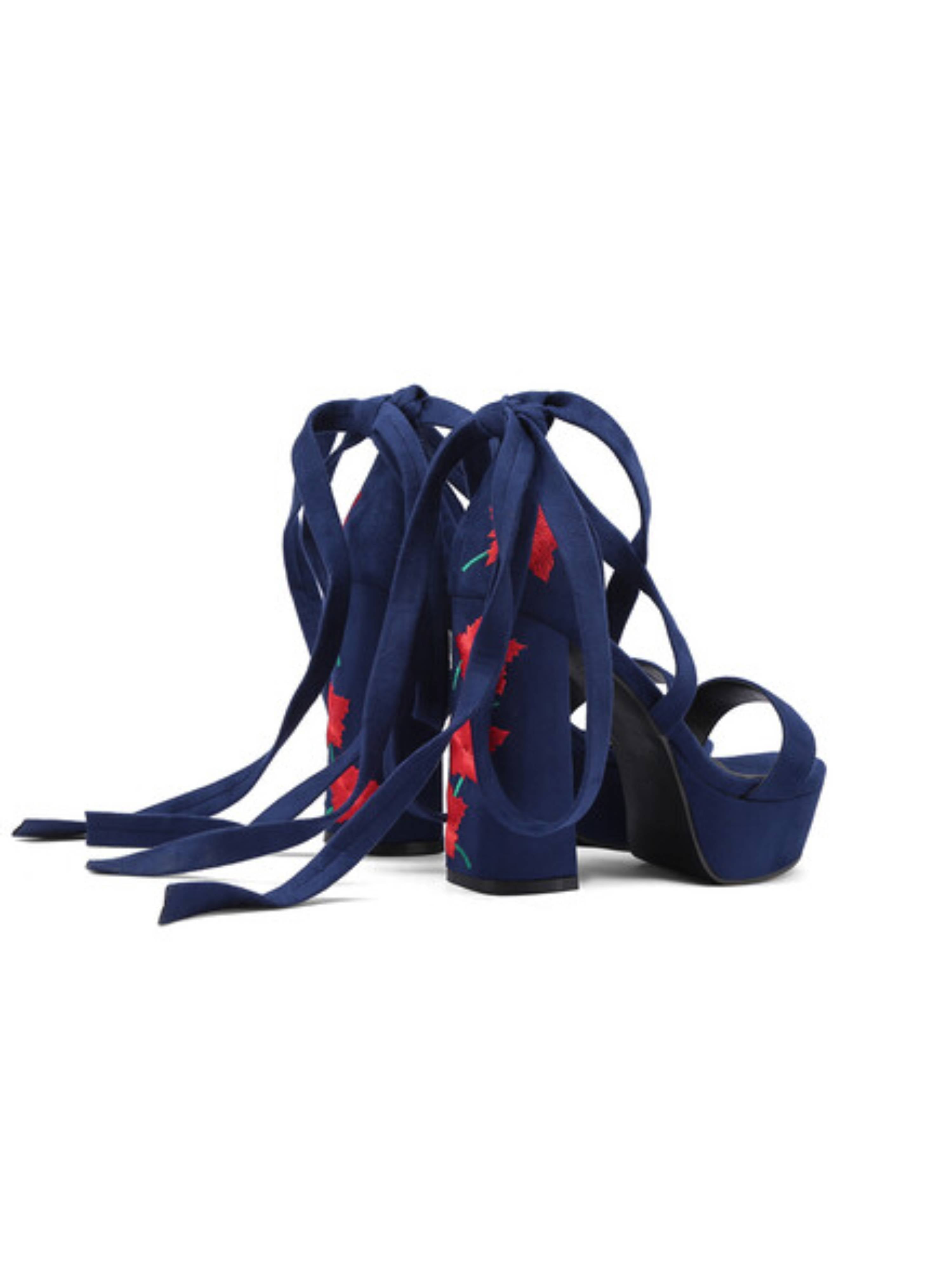 Crisscross Ankle Straps Navy Sandals for Women