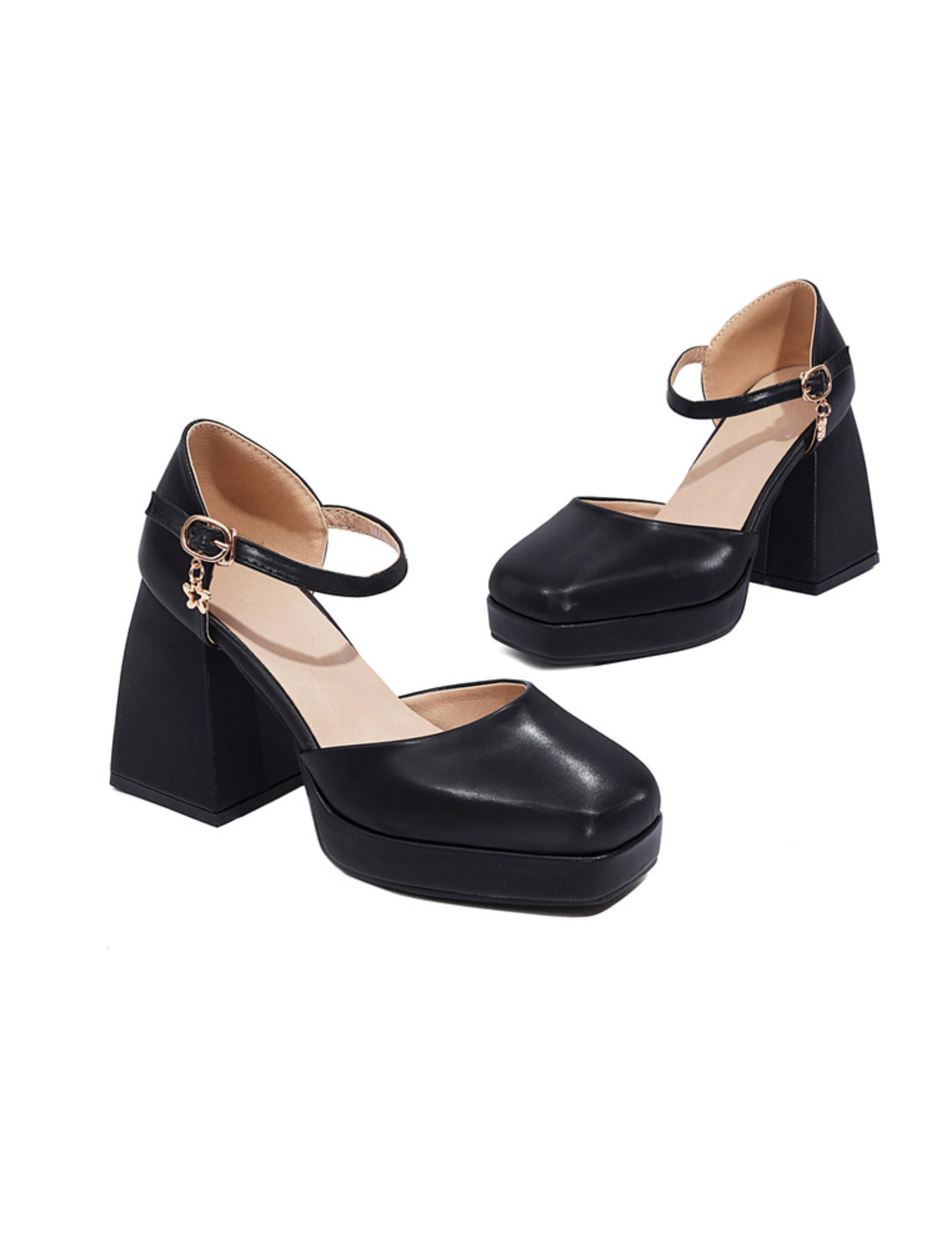 Midnight Charm Black Platform Sandals for Women