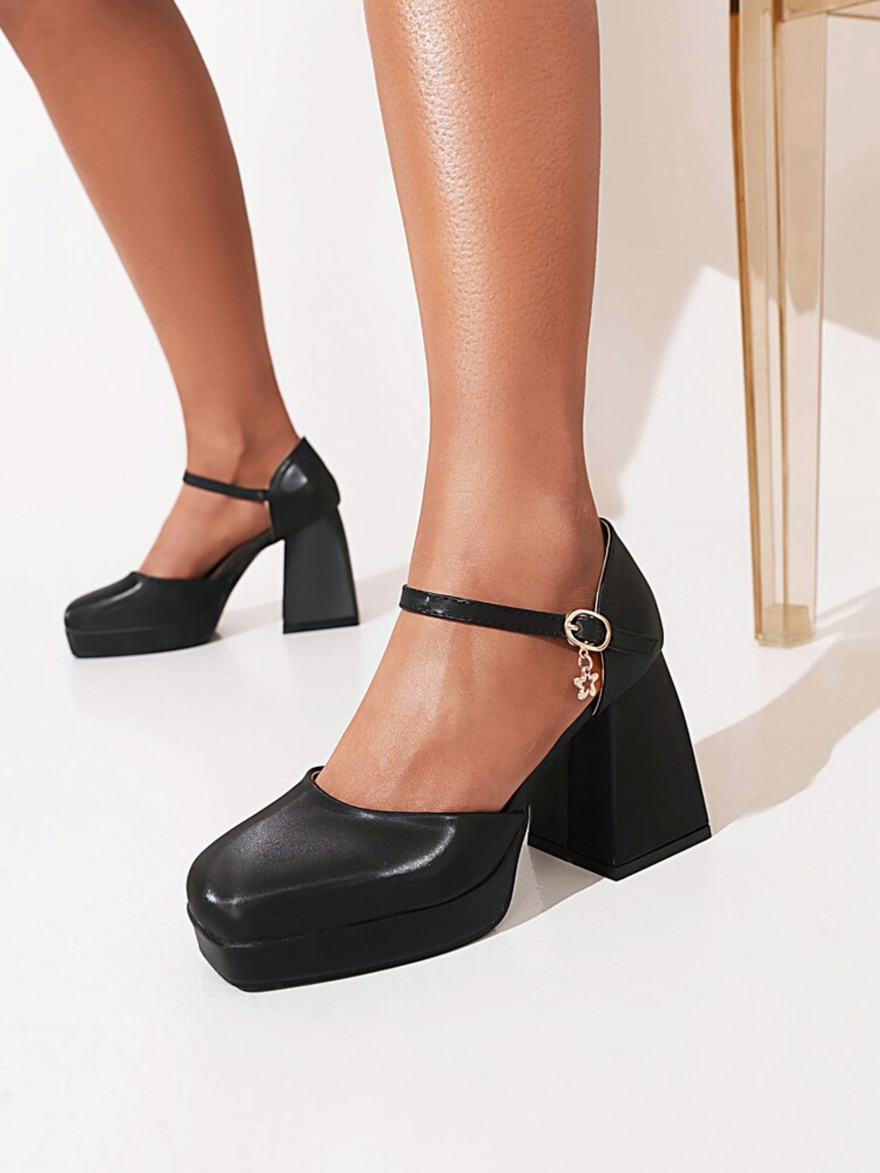 Midnight Charm Black Platform Sandals for Women
