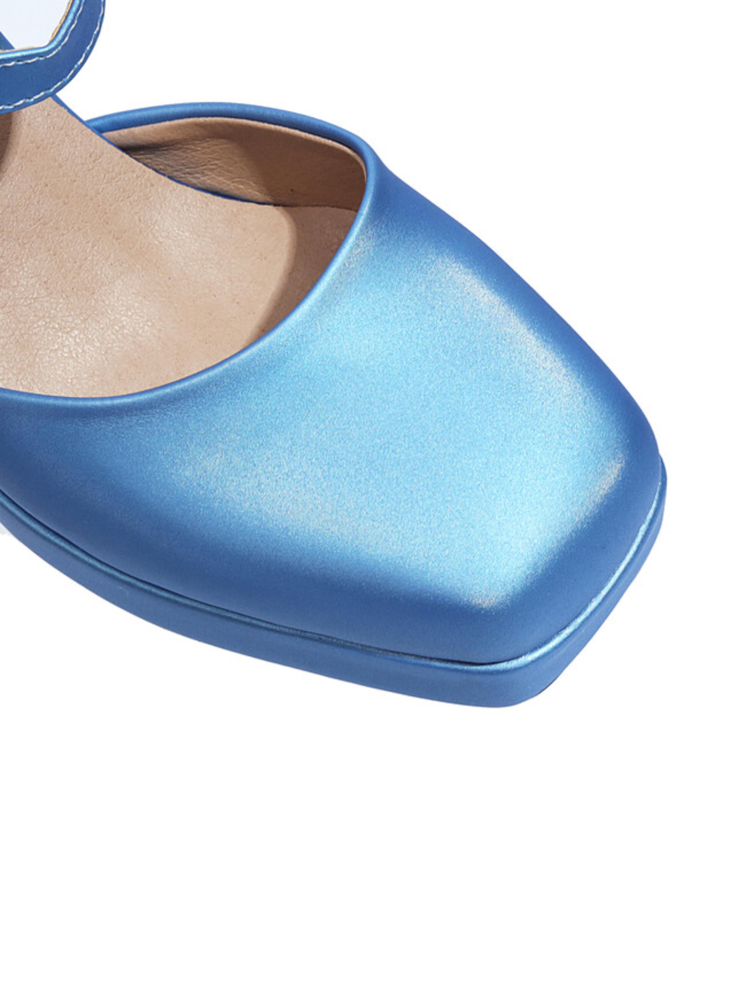 Ocean Blue Block Heeled Sandals for Women