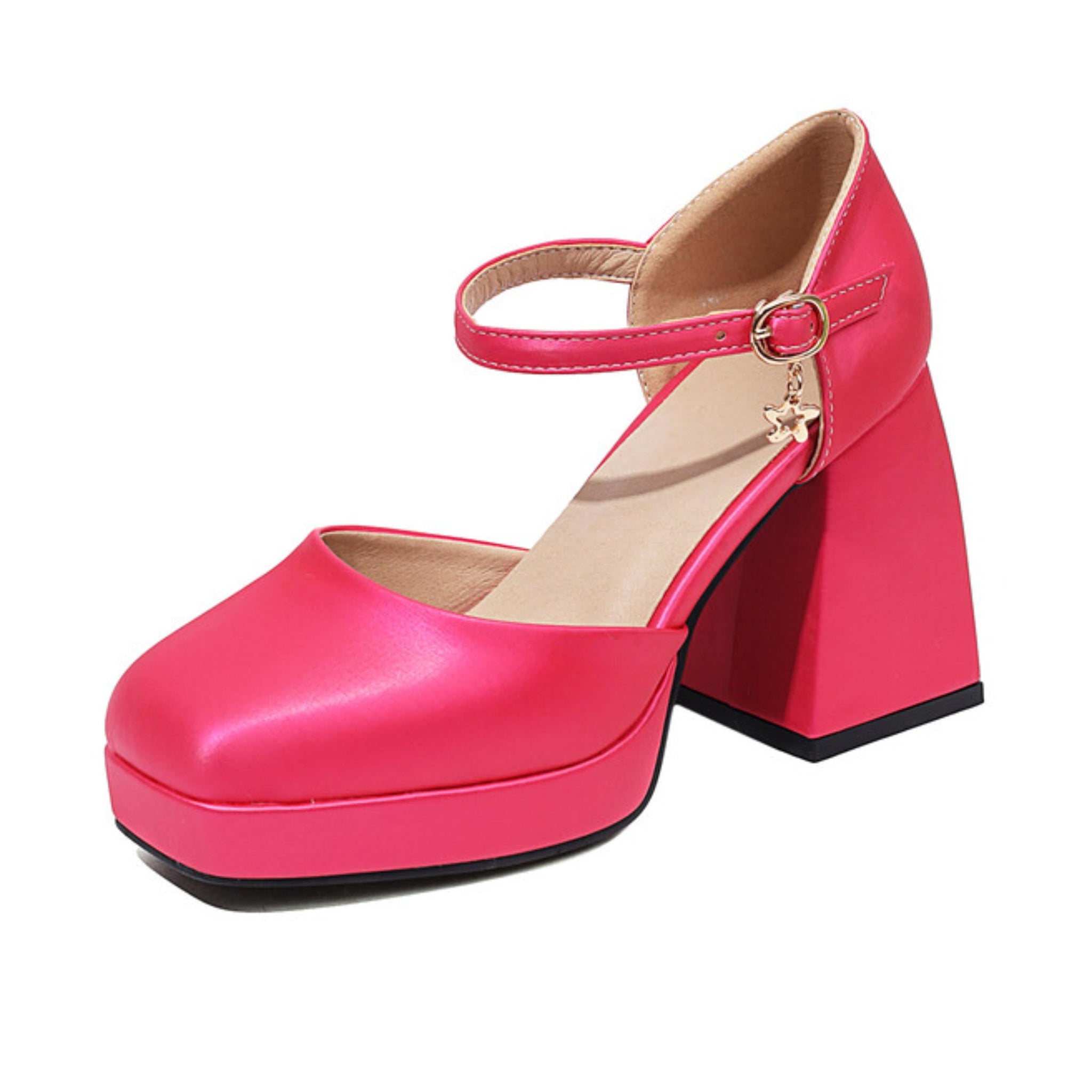 Pink high-heeled shoe