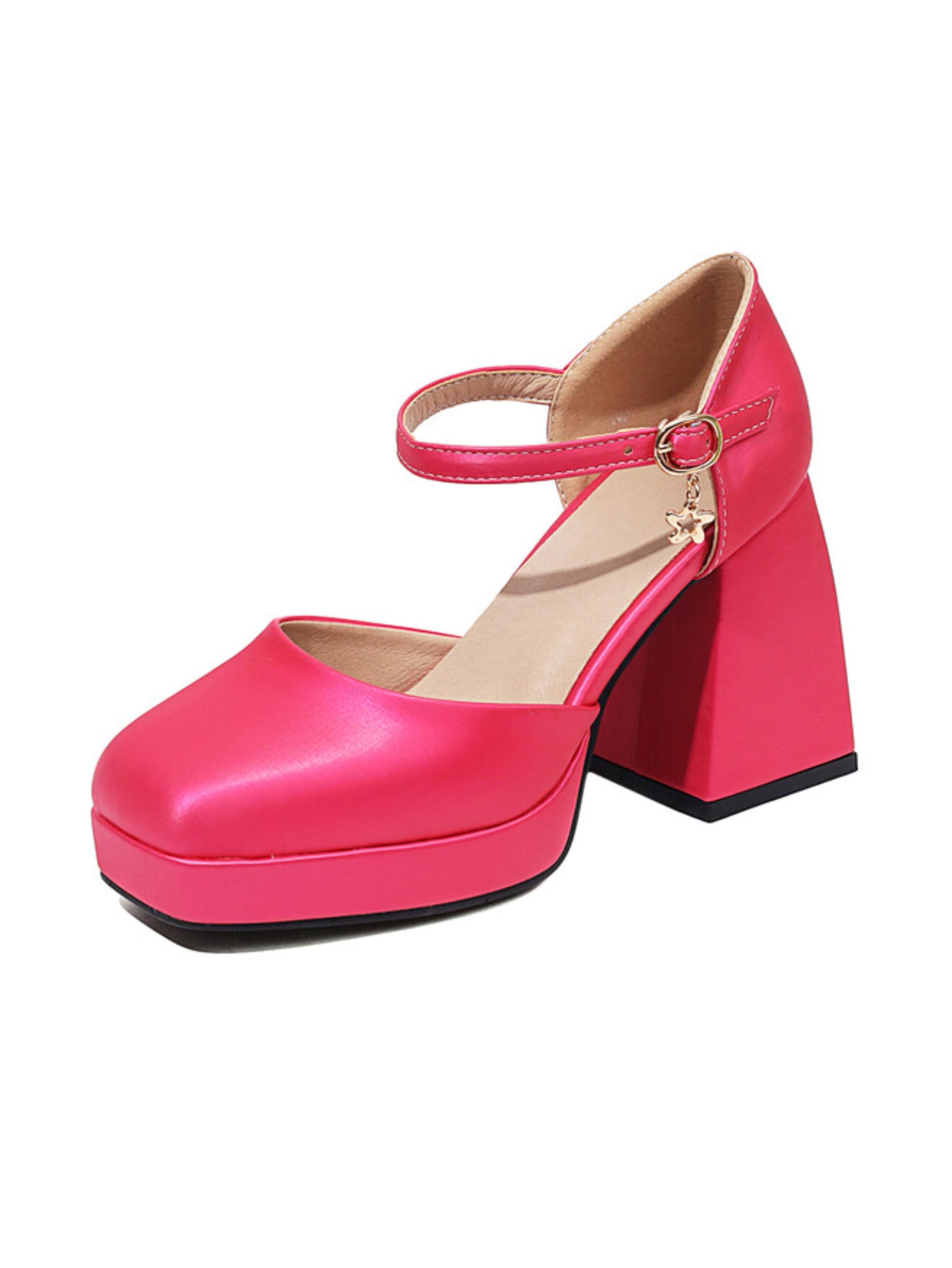 Pink high-heeled shoe