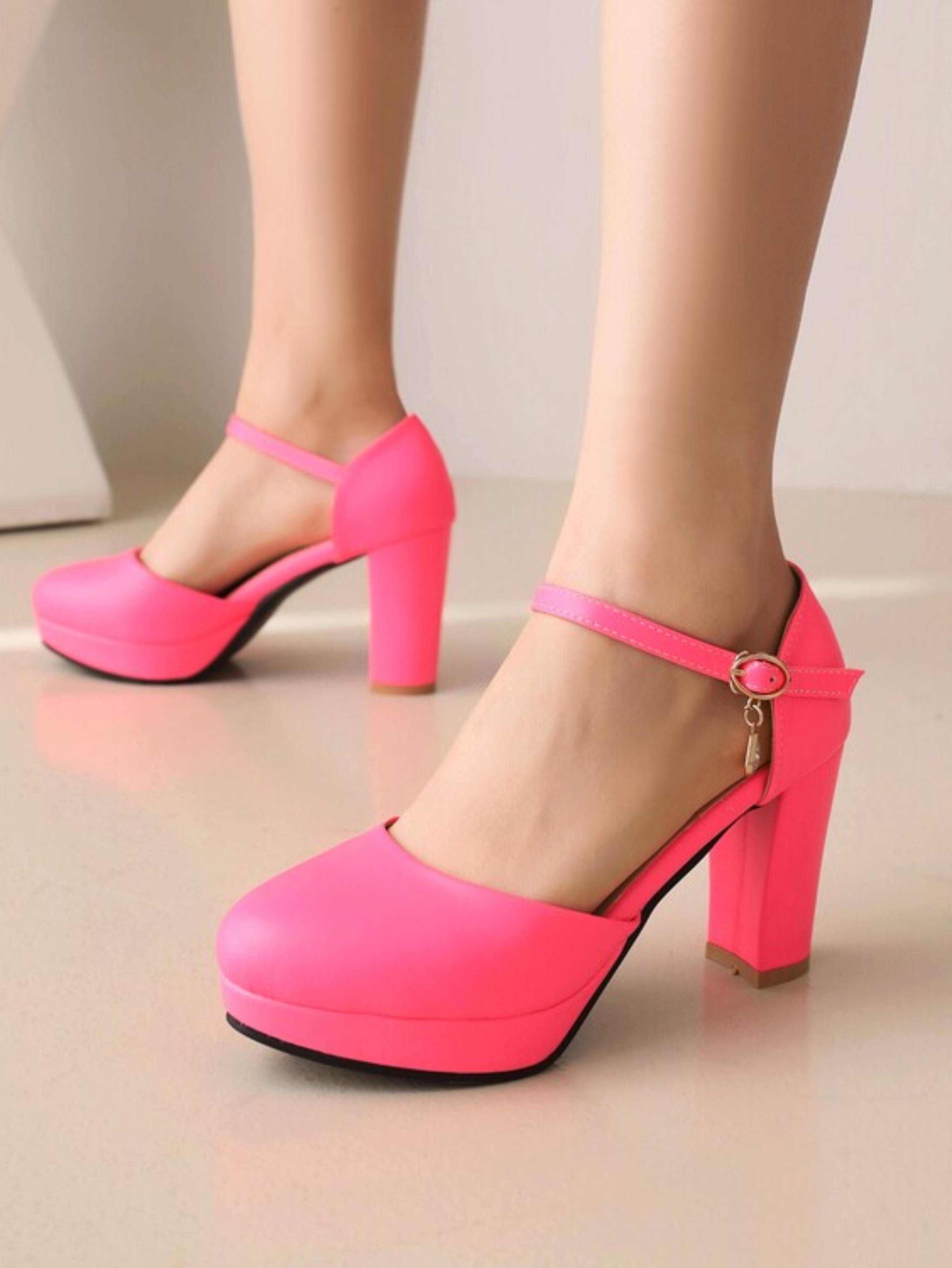 Barbie Glam Block Heel Pink Sandals for Women