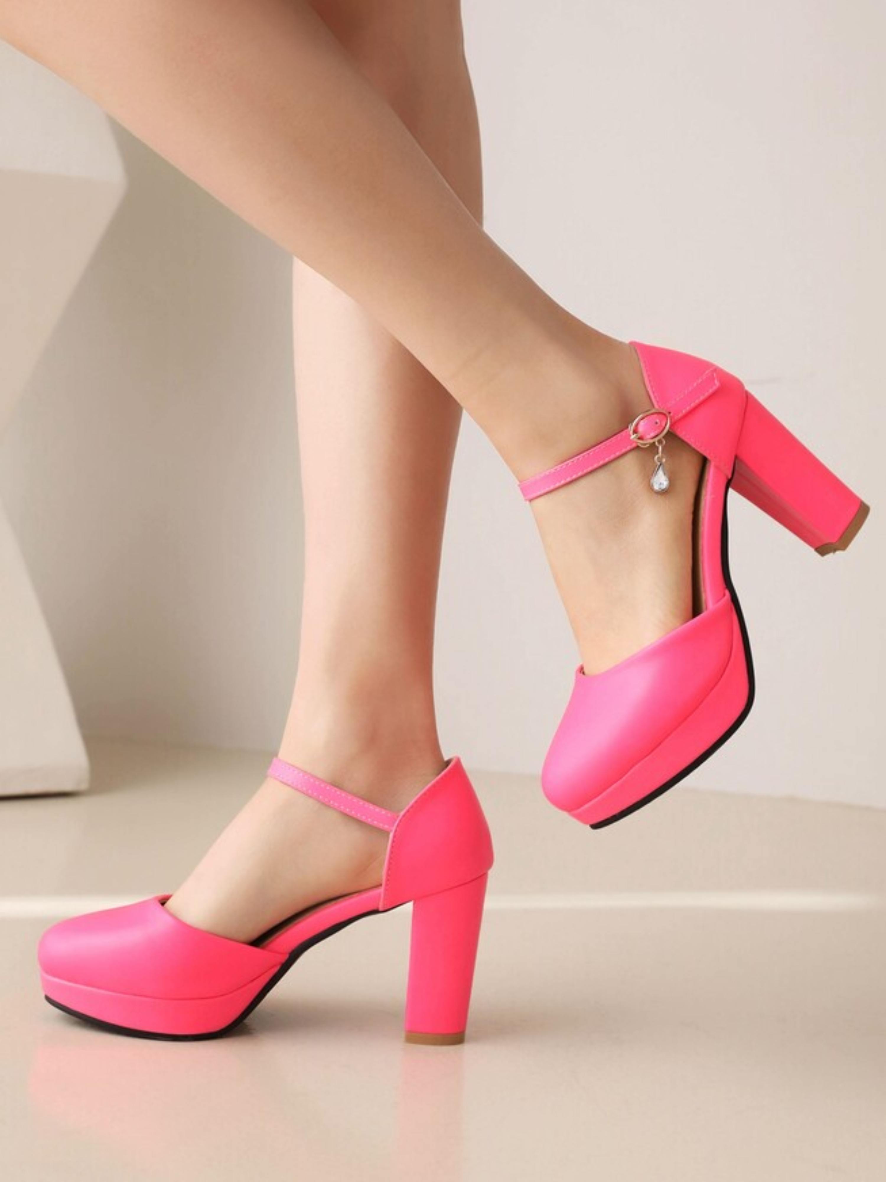 Barbie Glam Block Heel Pink Sandals for Women