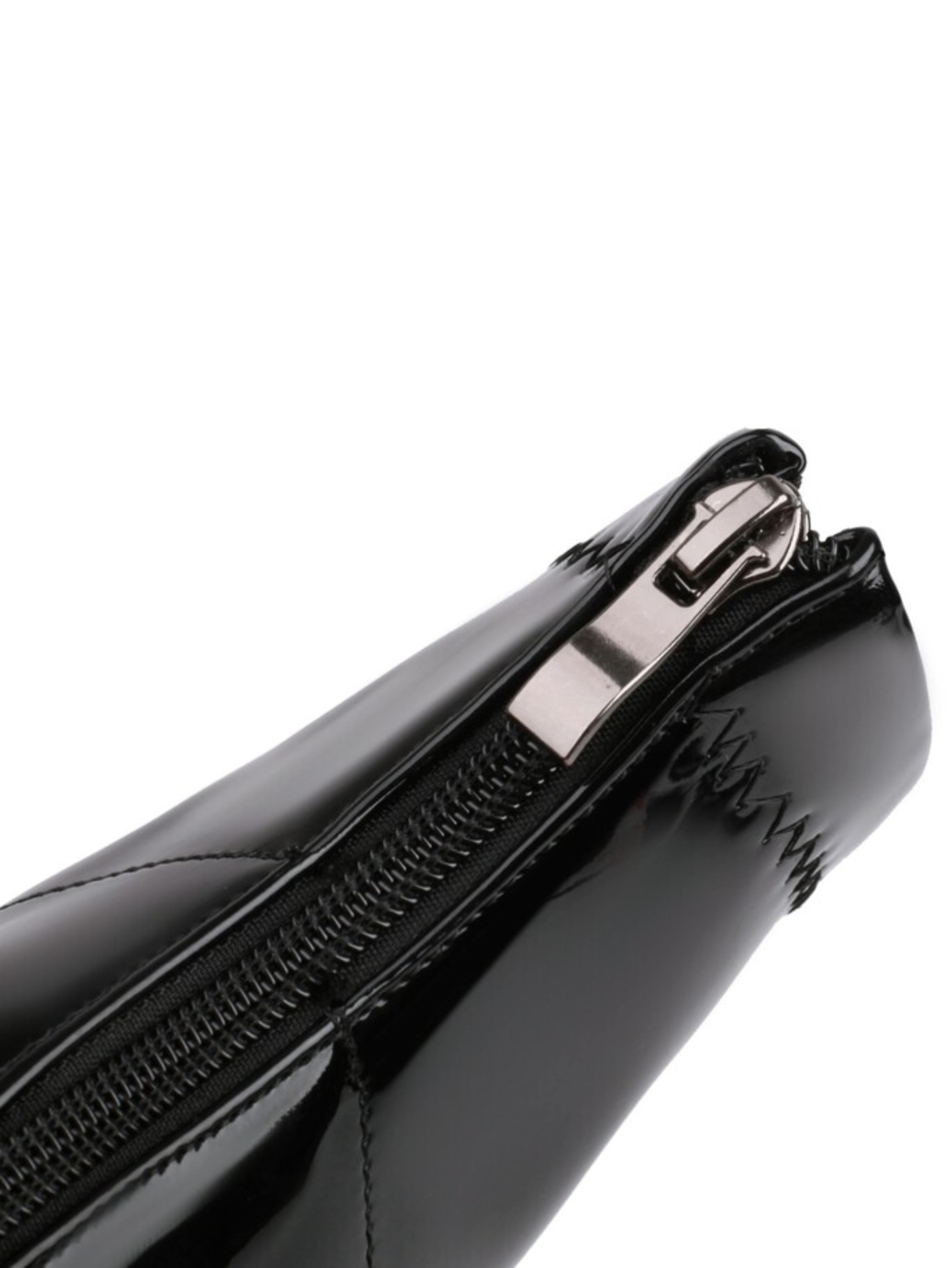 Gloss Chunky High Heel Peep Toe Black Sandals for Women