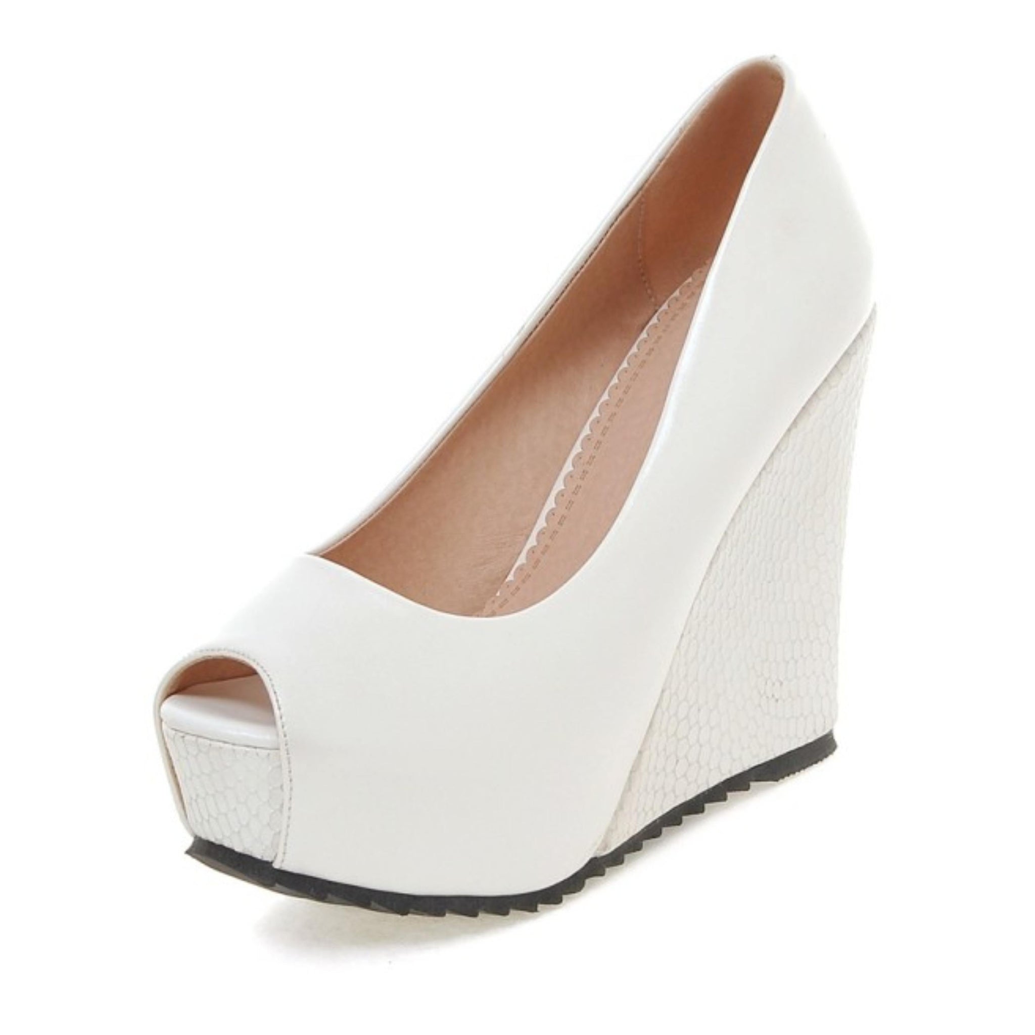 White wedge shoe