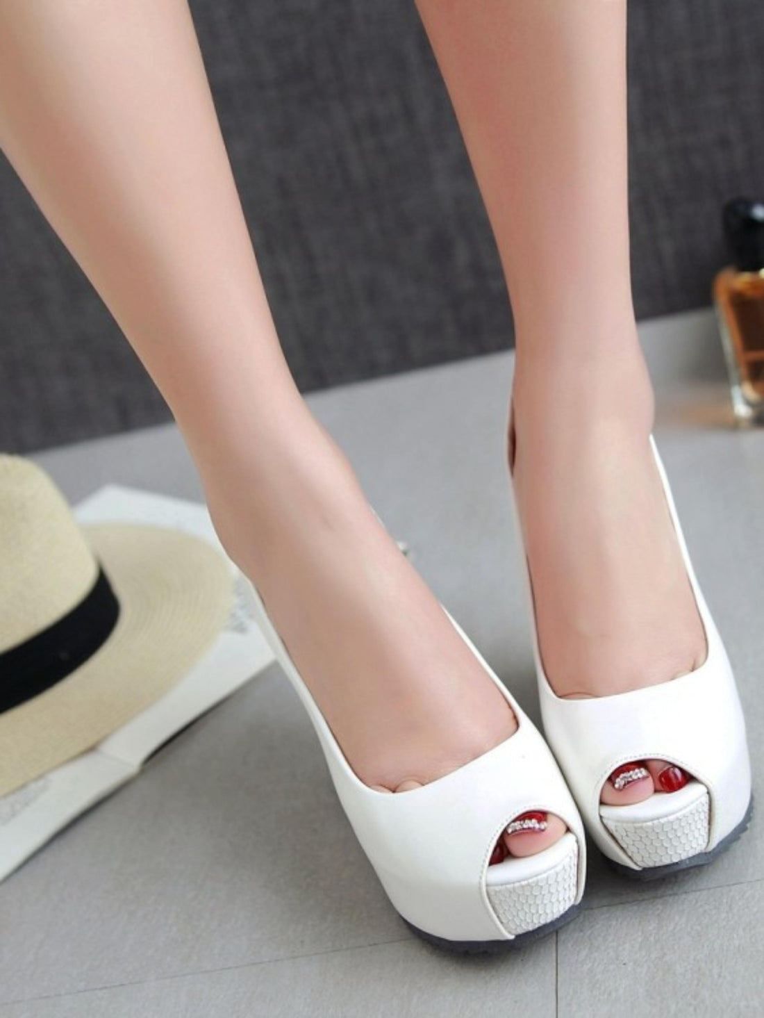 White wedge shoe