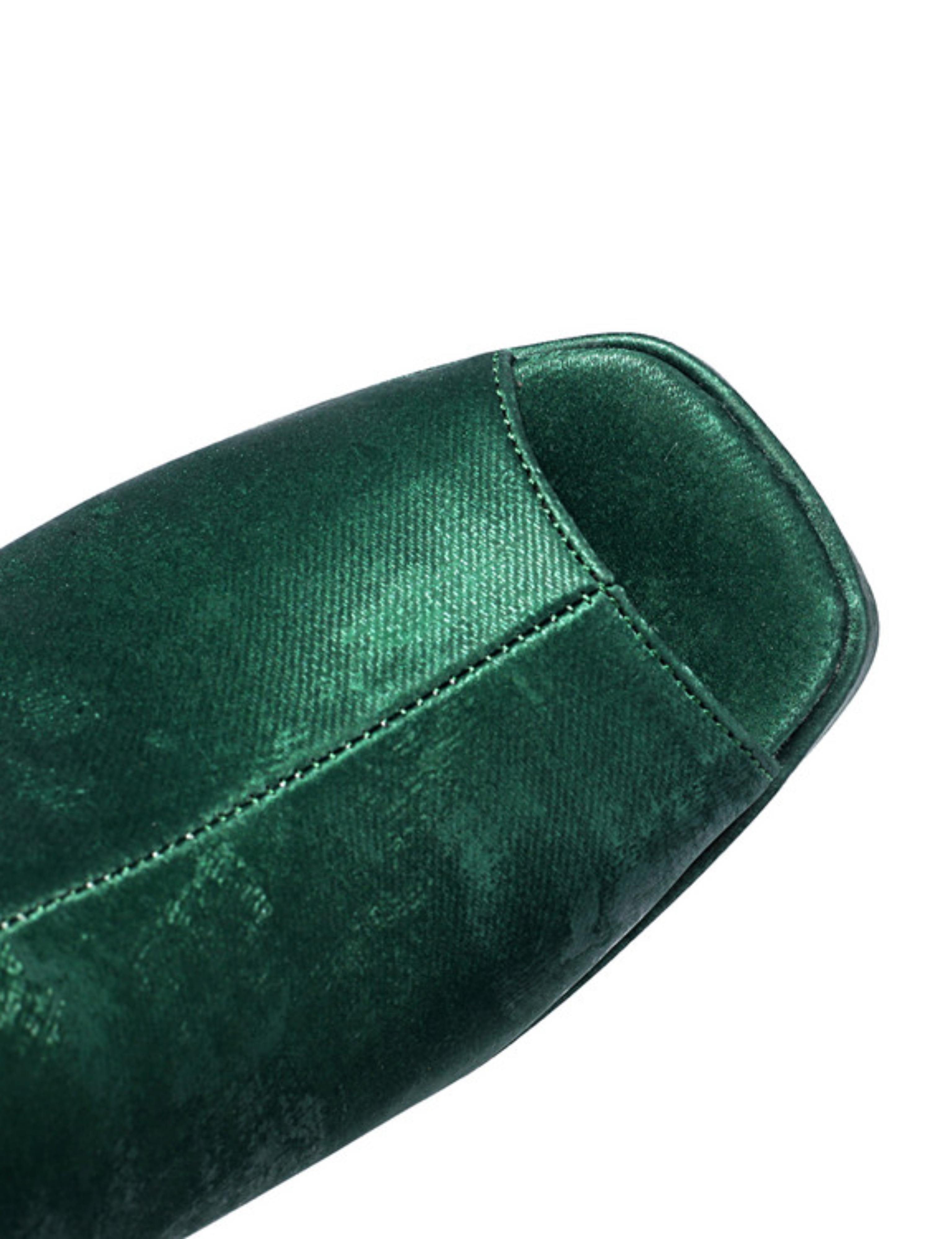 Velvet Luxe Green Platform Heel Sandals for Women