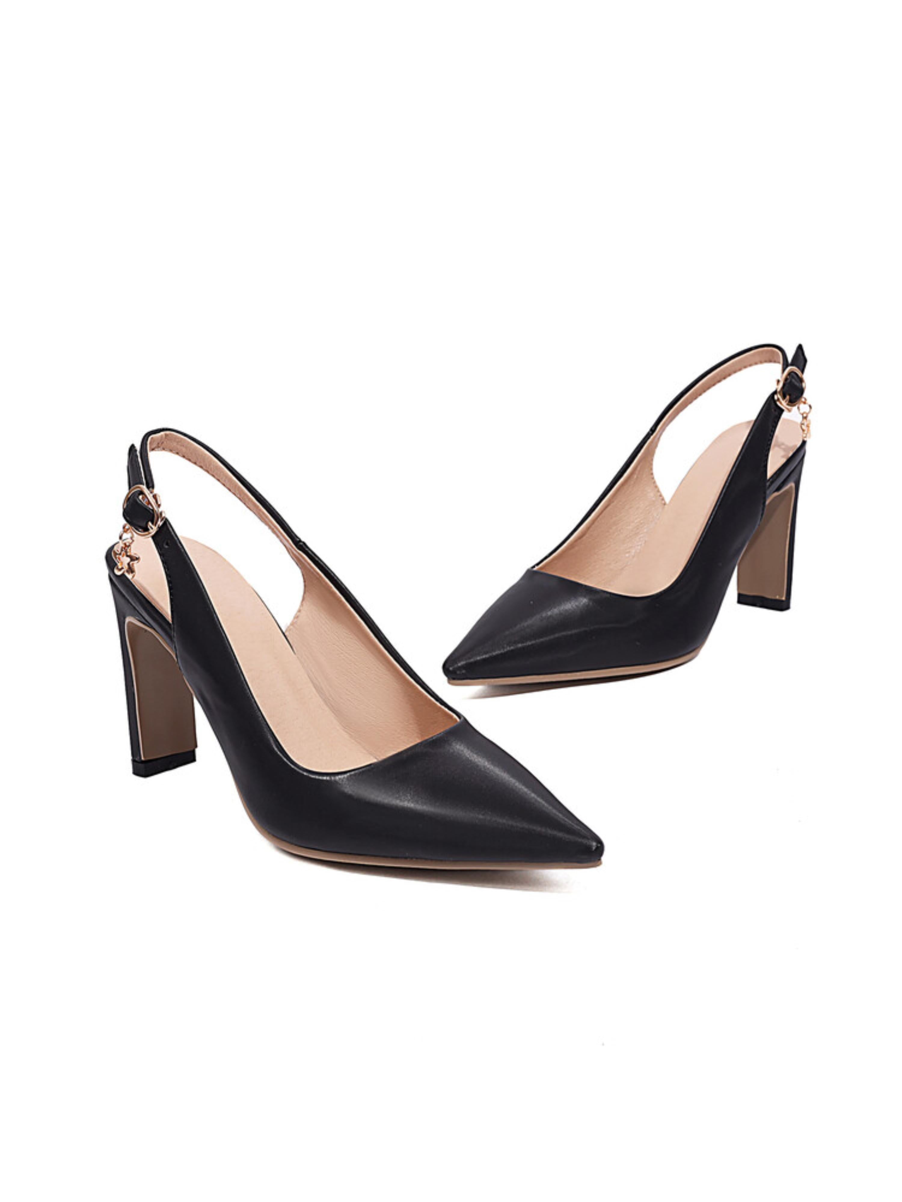 Glow Pointed Heels Black Sandals for Women