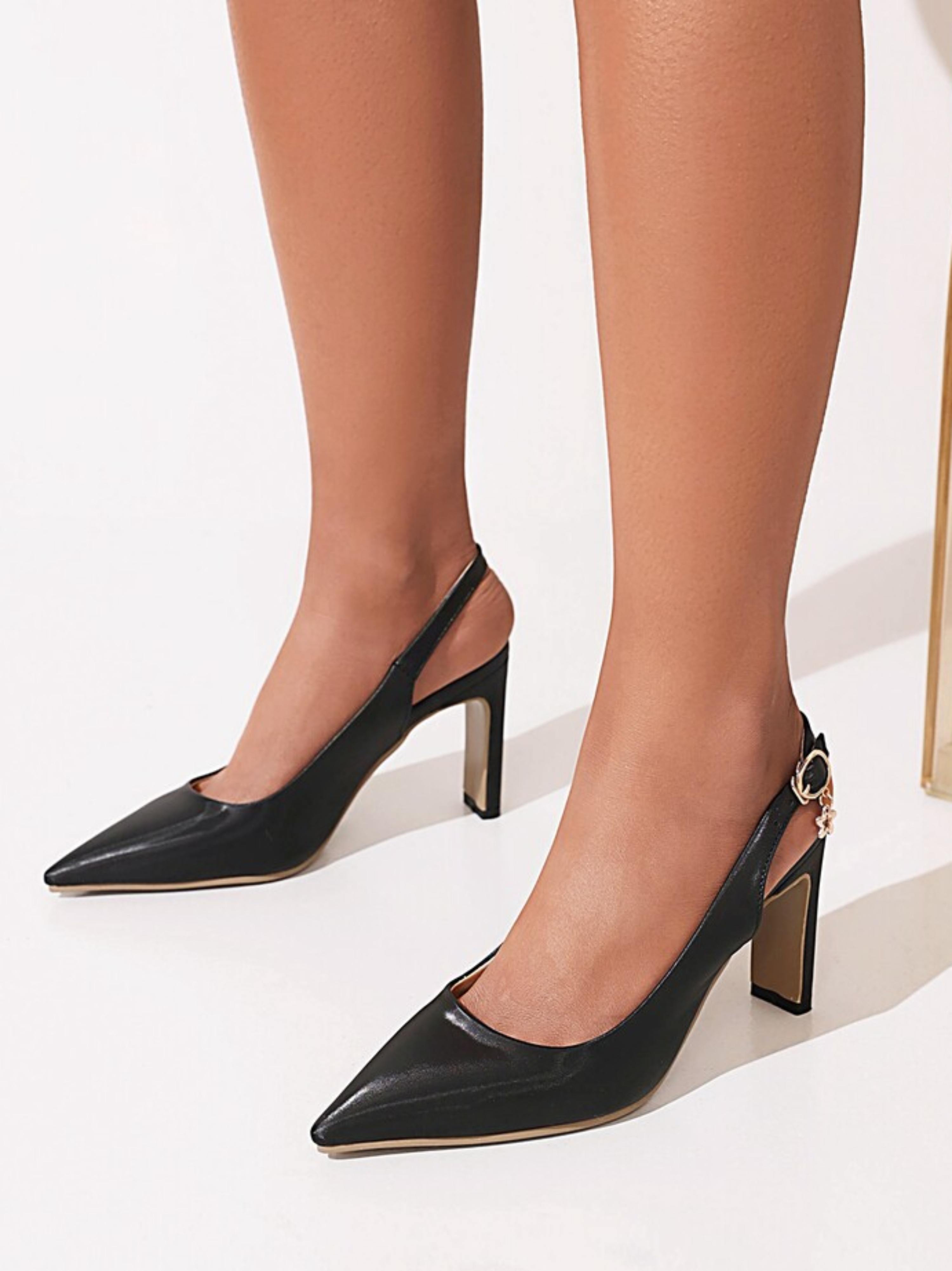 Glow Pointed Heels Black Sandals for Women