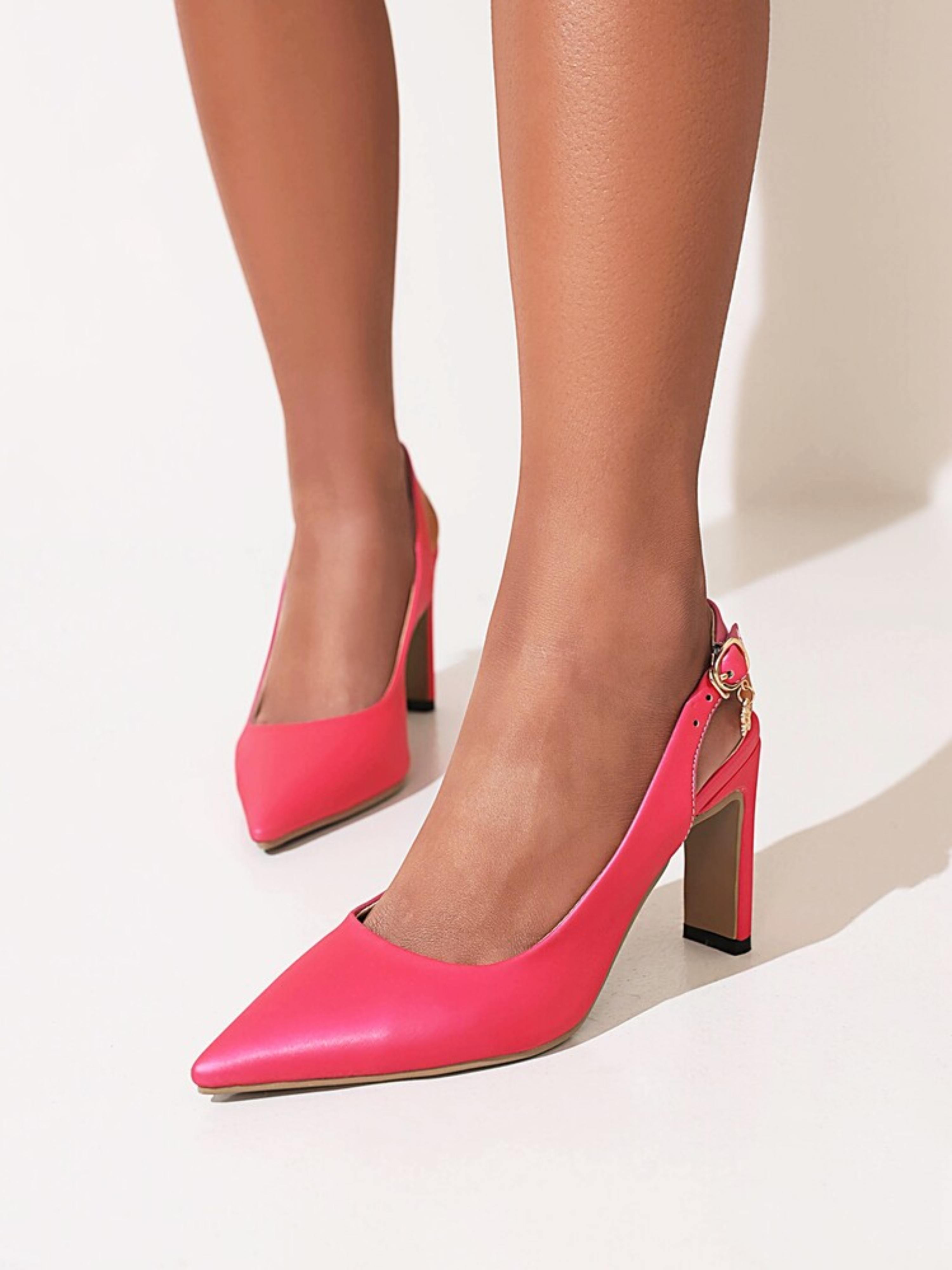 Rose Pink Chic Slingbacks Heel Sandals for Women