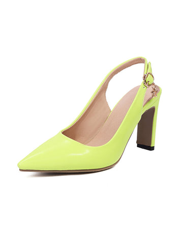 Neon green high-heeled shoe