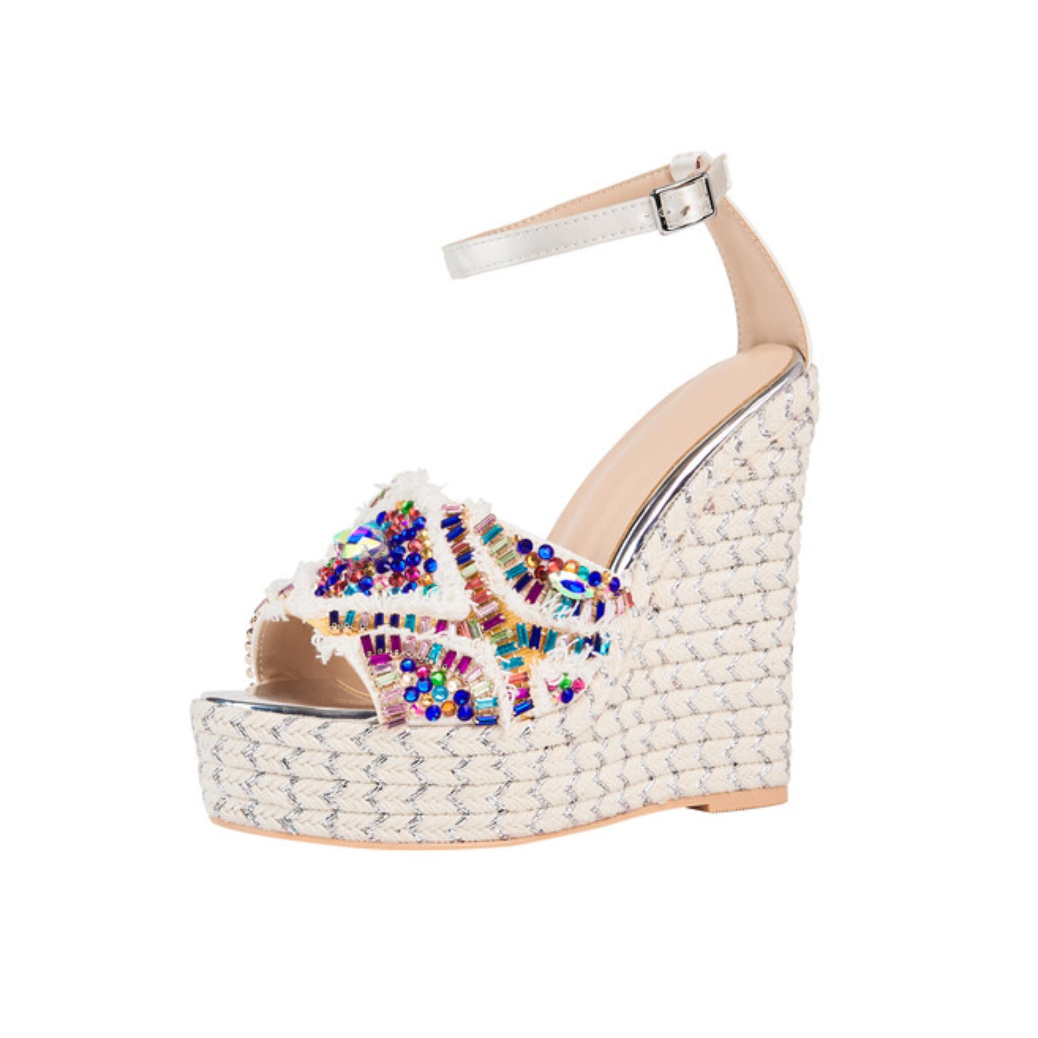 Beaded Espadrille Wedge Sandals for Women