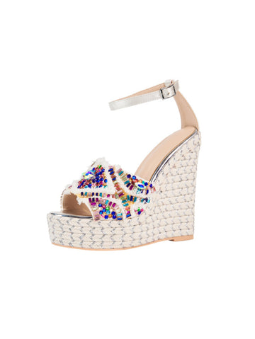 Beaded Espadrille Wedge Sandals for Women