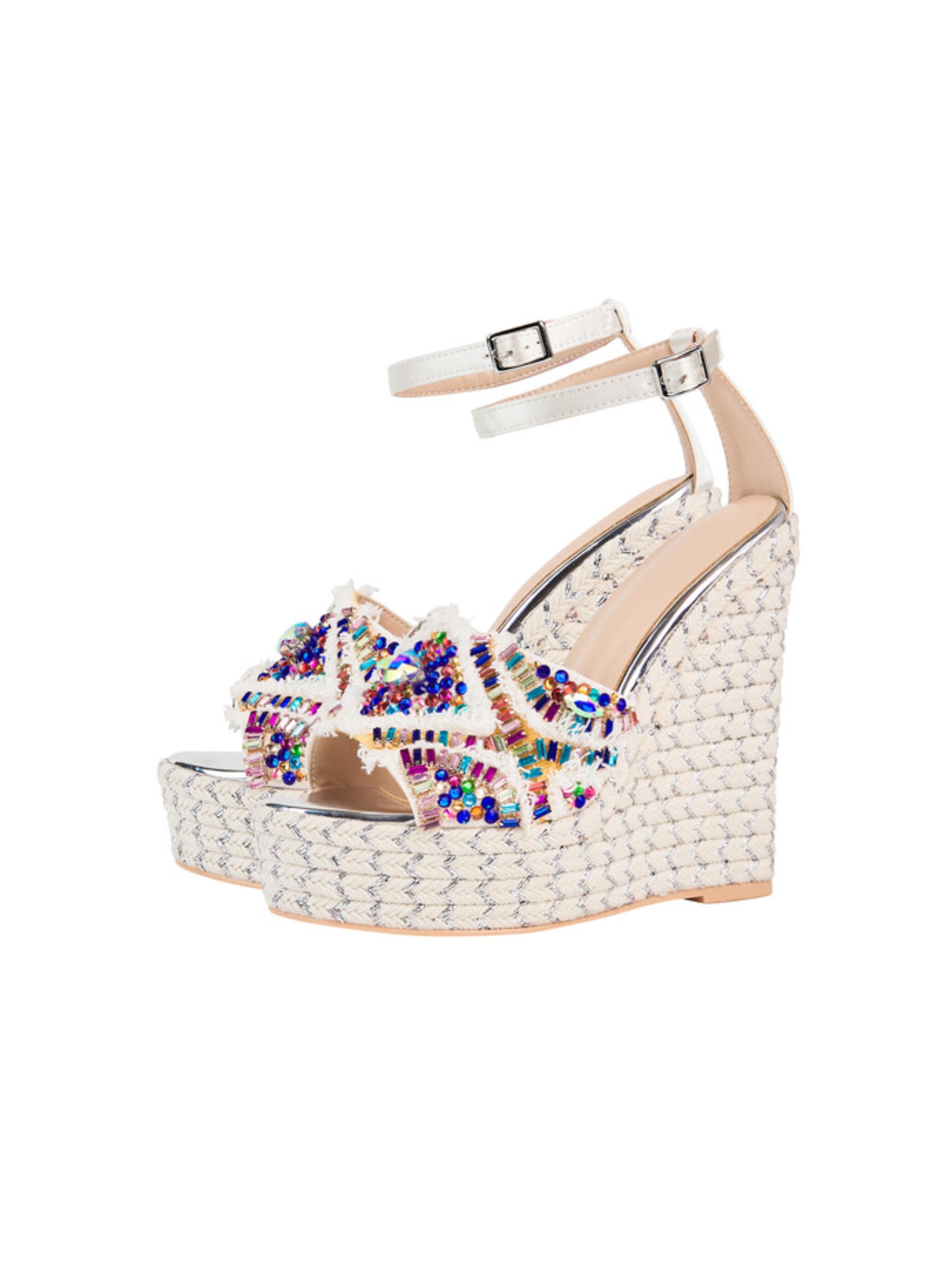 Beaded Espadrille Wedge Sandals for Women